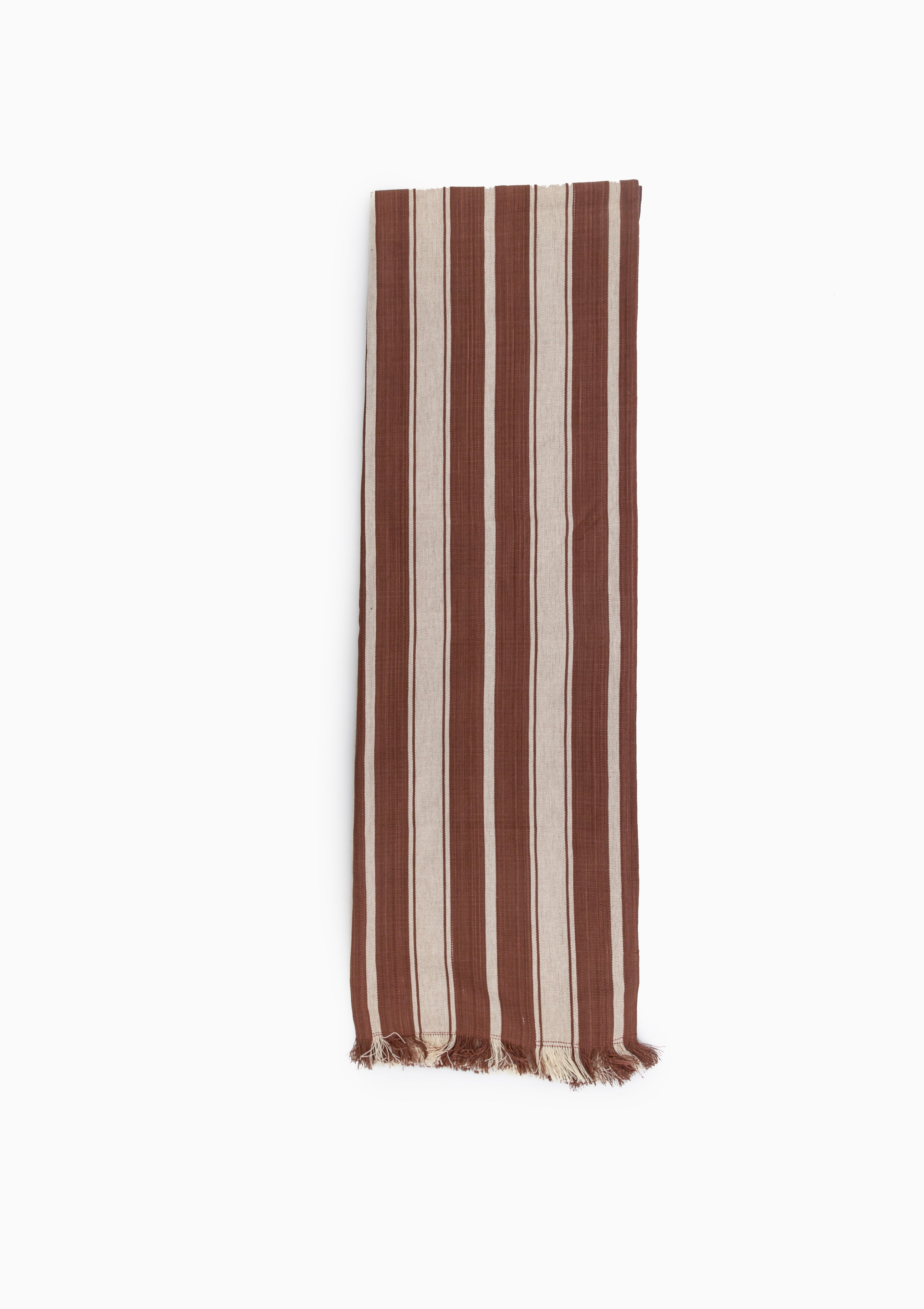 Table Runner With Fringes, Chocolate Brown/Ecru | 18" x 120"