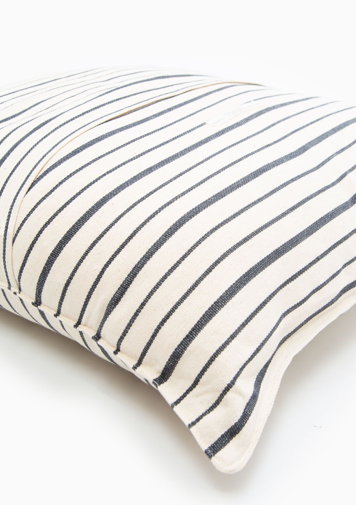 Artisan-crafted 20" x 20" pillow in the Stripe pattern, made from hand-dyed cotton with a subtle, structured stripe design.