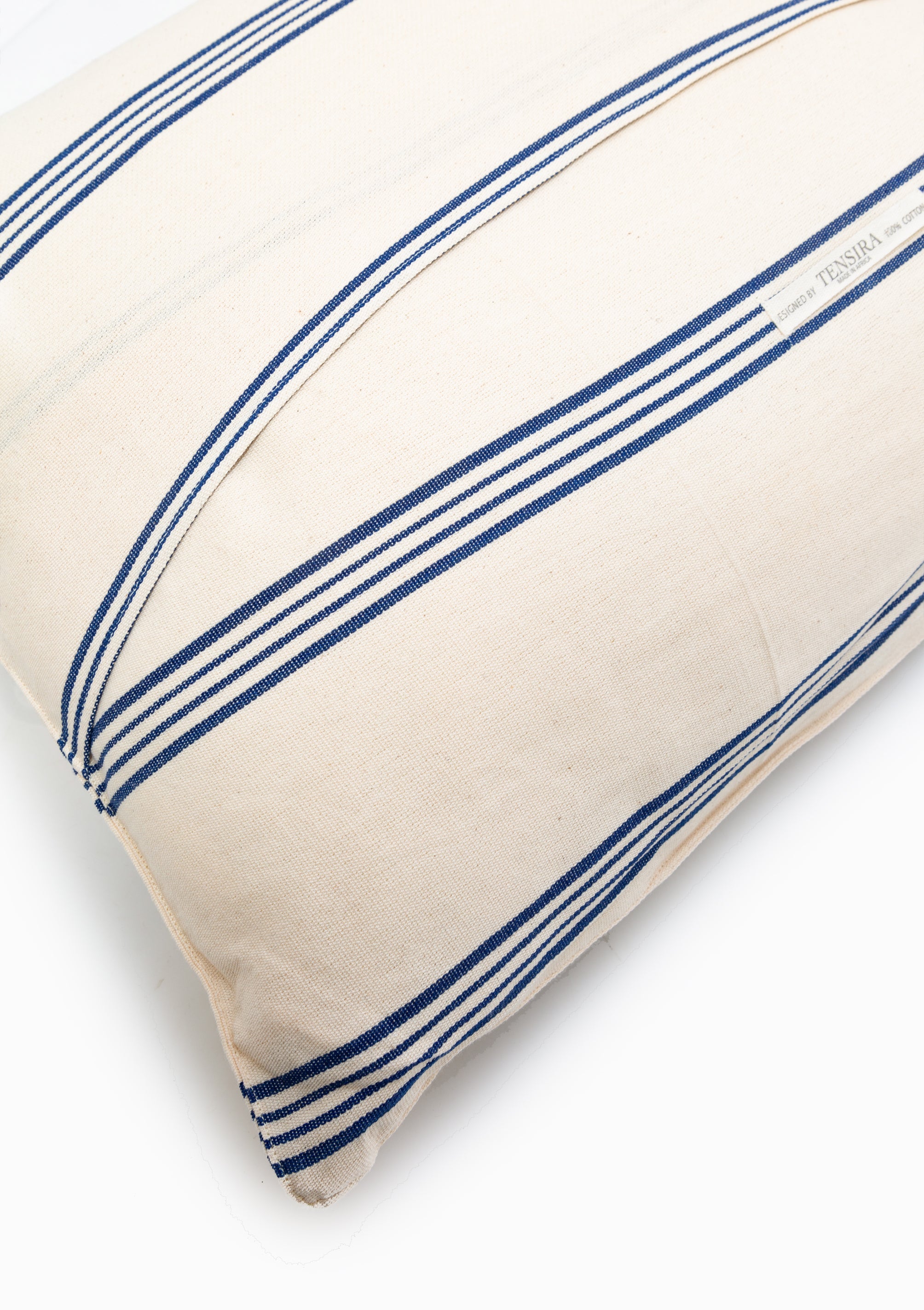New Cushion, Navy/Ecru Thin Stripe | 16" x 24"