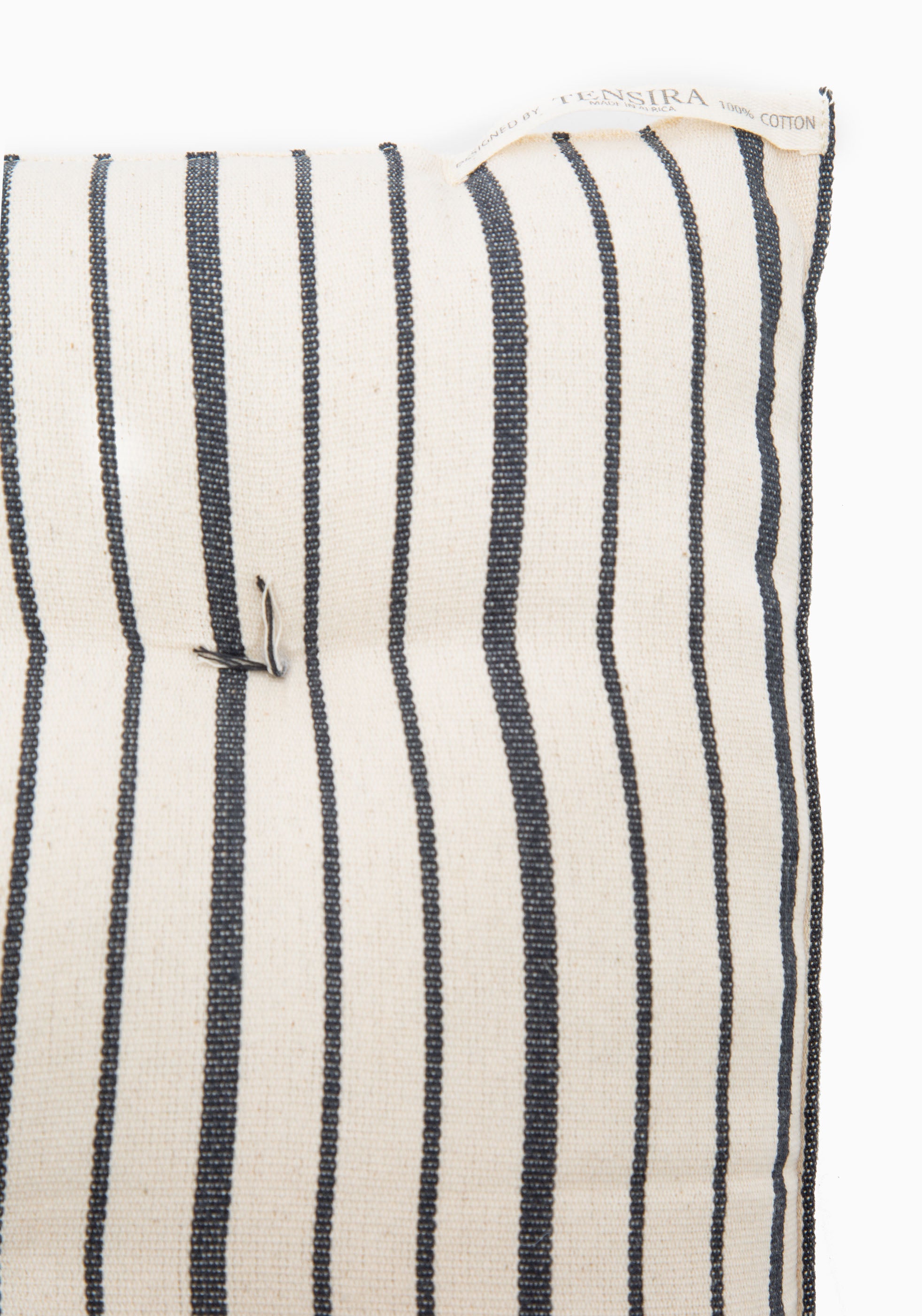 New Tufted Chair Cushion, Natural/Navy Triple Stripe | 16" x 16"
