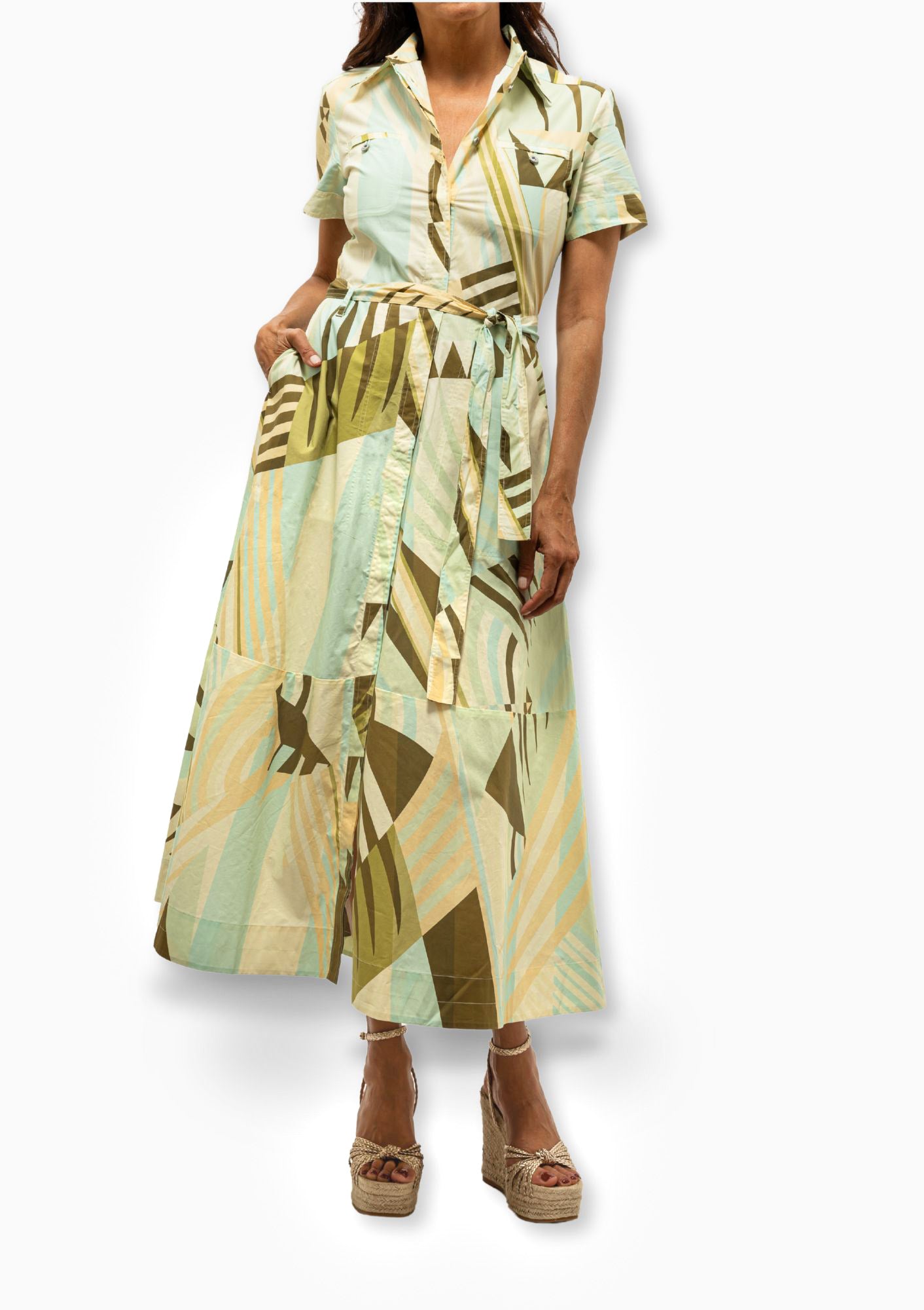 Giselle Dress In Pagoda Print | Green Green / 38 Giselle Dress In Pagoda Print | Green Green / 38