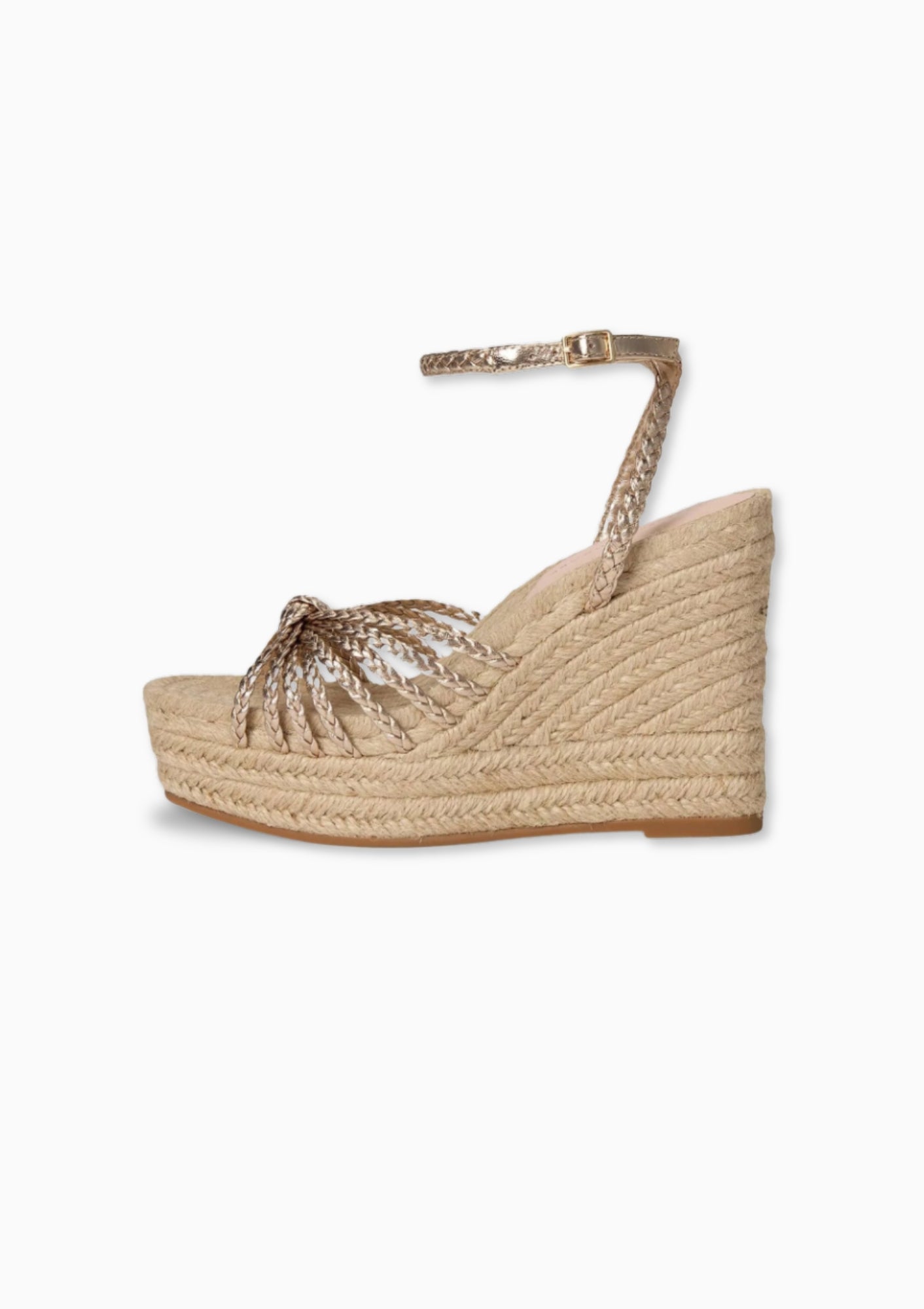 Loeffler Randall Pamela Wedge Champagne Natural. Available at Diani.