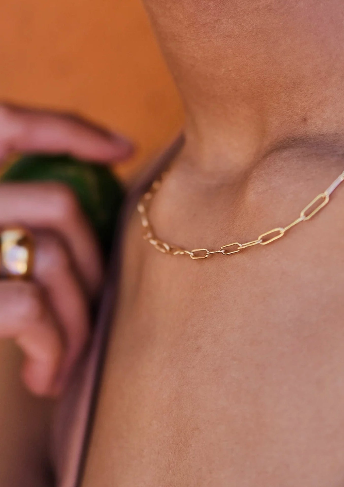 Soko Mini Ellipse Link Necklace in Gold. Available at Diani.