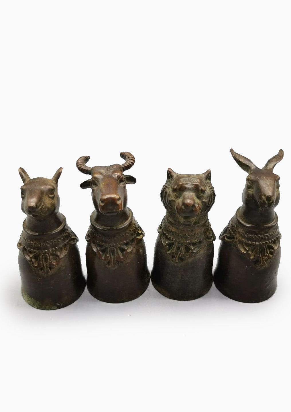 Antique Copper Chinese Zodiac Wine Cups Set