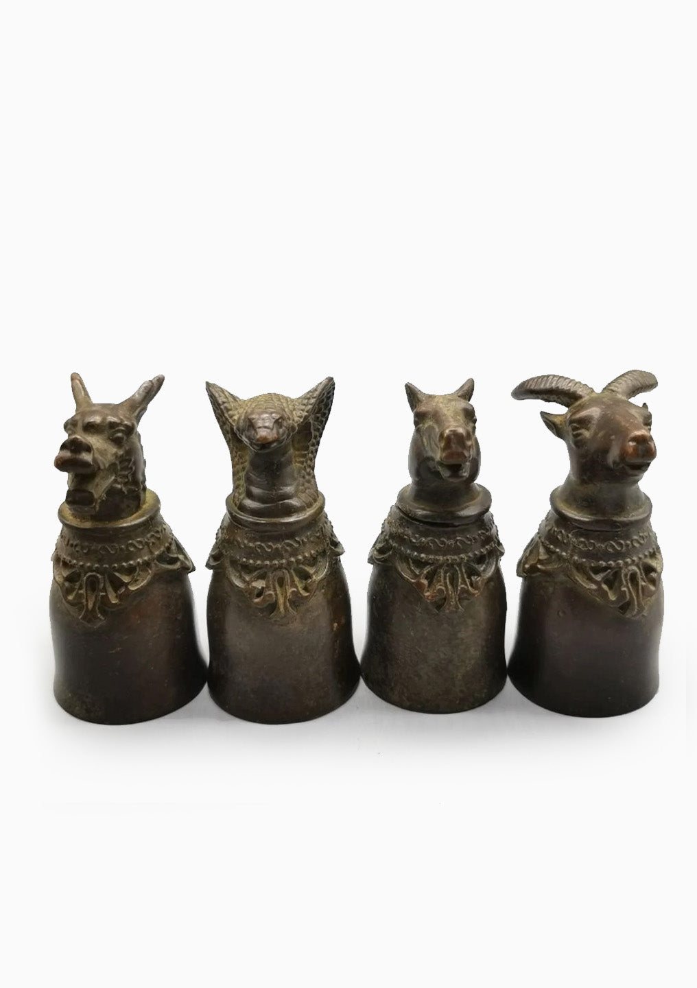 Antique Copper Chinese Zodiac Wine Cups Set