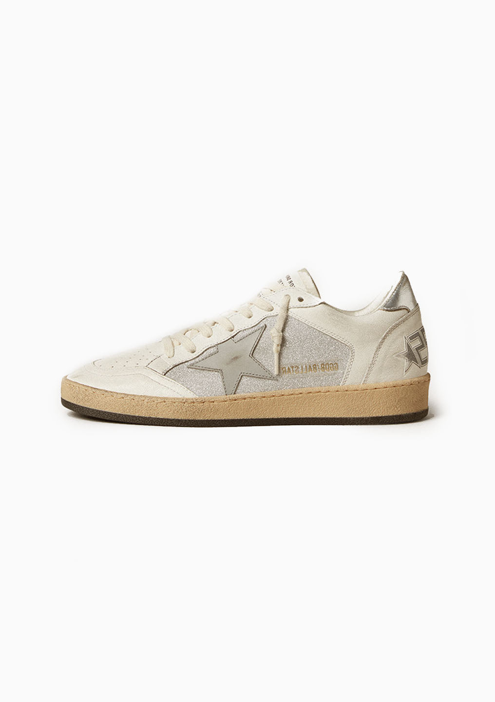 Ball Star Sneaker Glitter & Leather Upper | Natural White/Silver