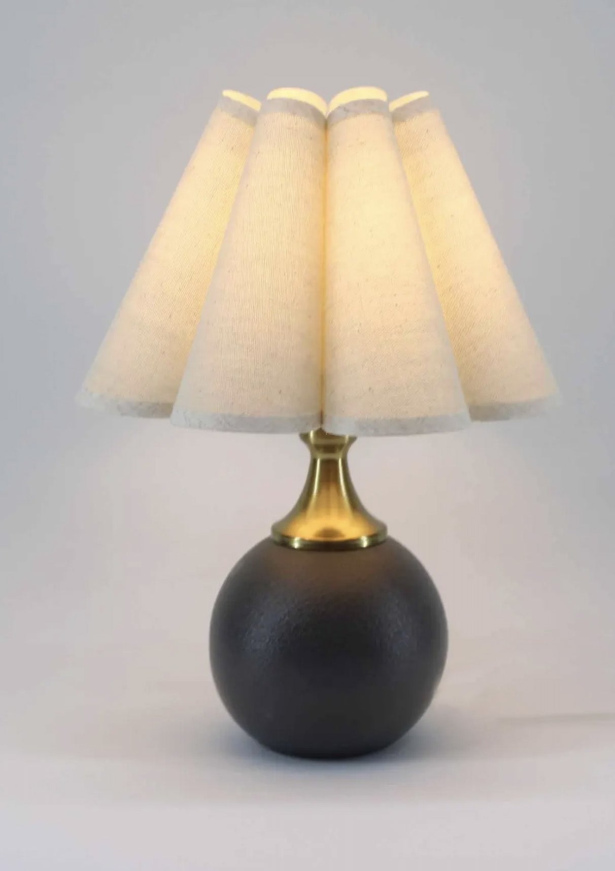 Handmade Duzy Lampshade Ceramic Base | Light Oatmeal/Grey