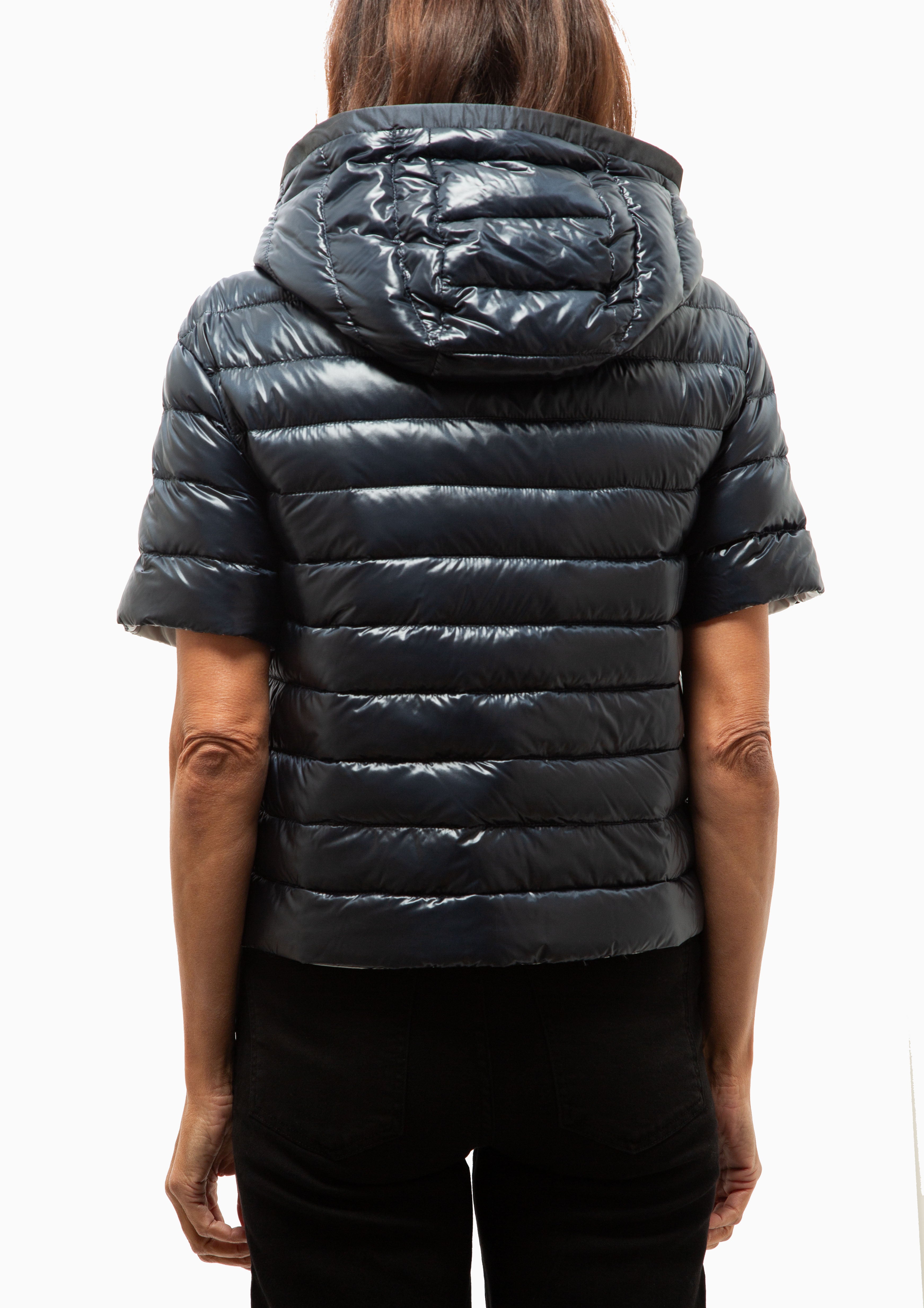 Nylon Reversible Hooded Cap Sleeve Jacket | Navy