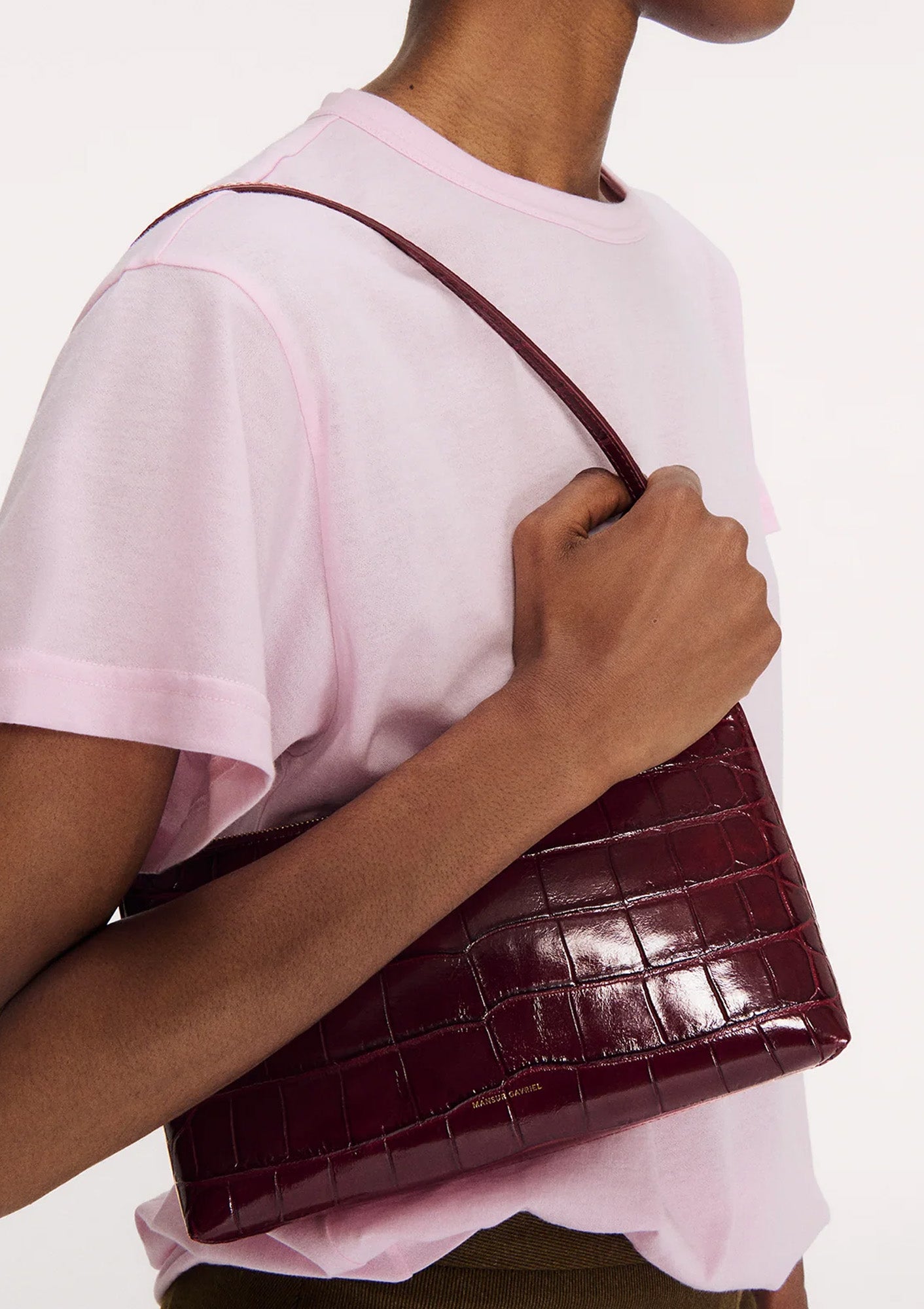 Gaia Shoulder Bag | Oxblood Croc
