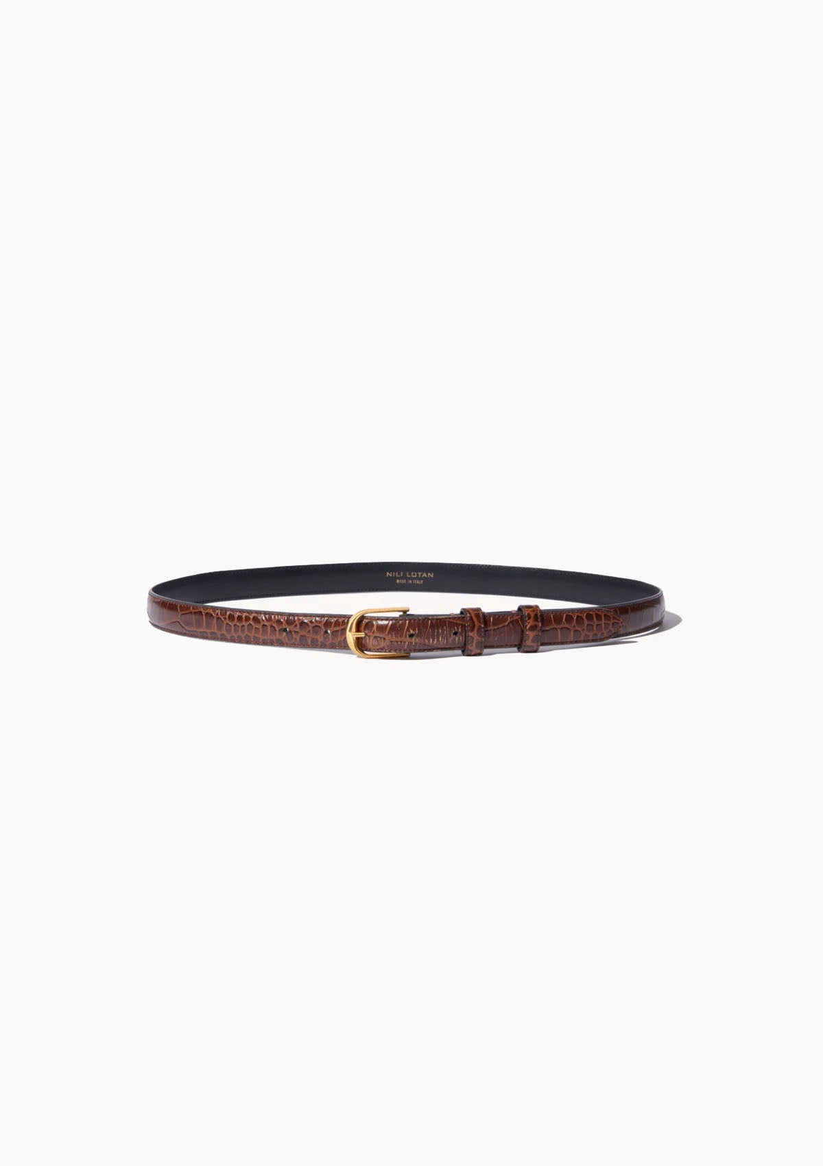 Nili Lotan Jane Belt, brown shiny brass. Available at Diani.