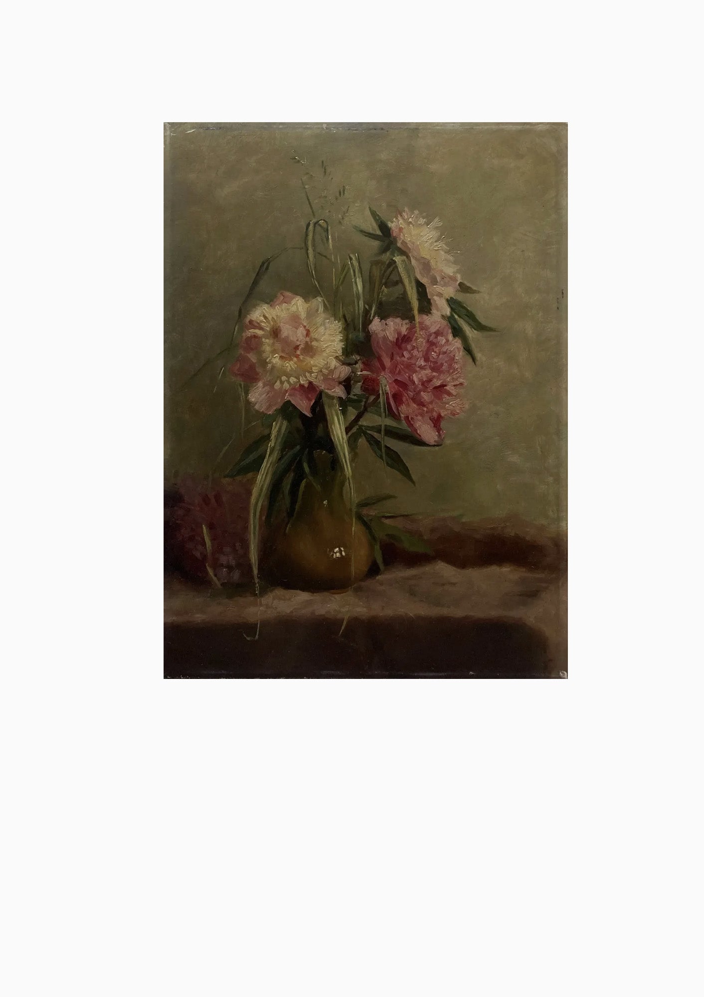 Original Antique Dutch Pink Rhododendrons Oil Painting