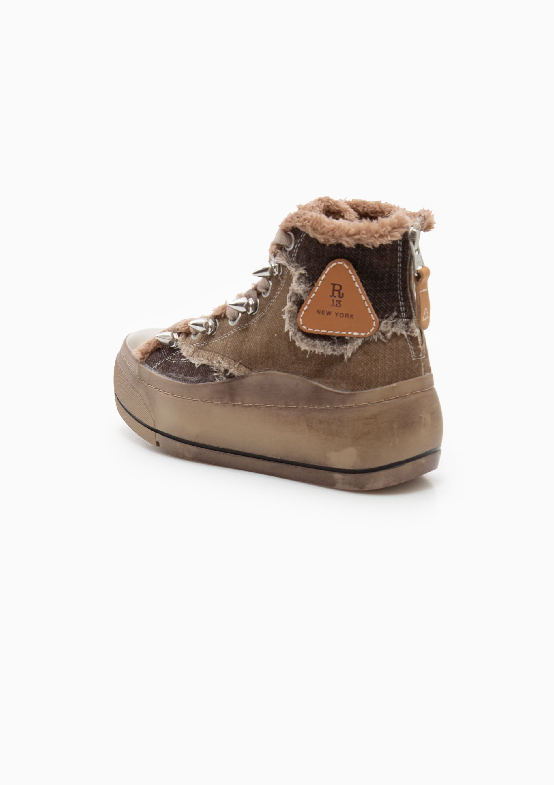 Kurt High Top Sneaker | Brown Patchwork