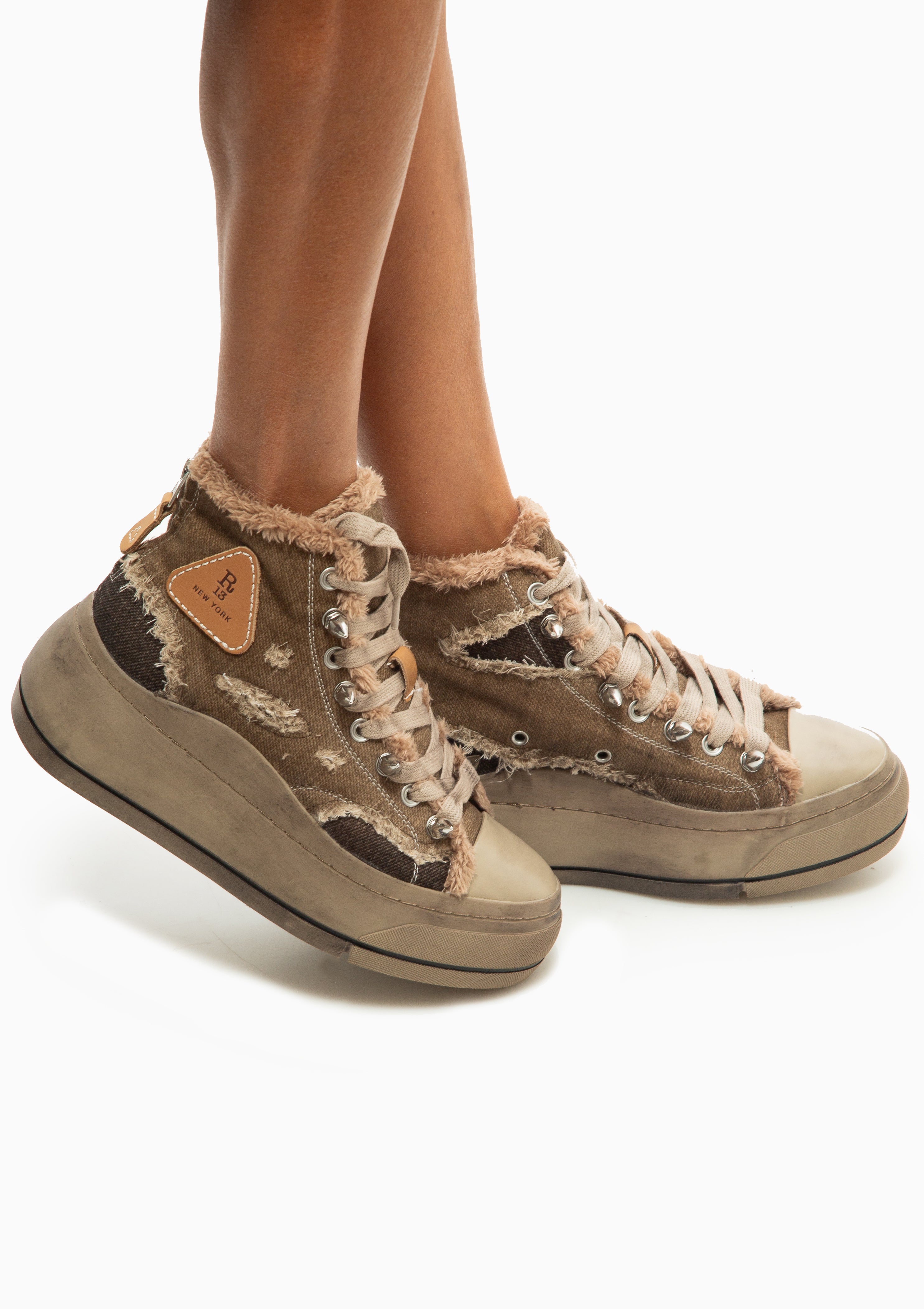 Kurt High Top Sneaker | Brown Patchwork