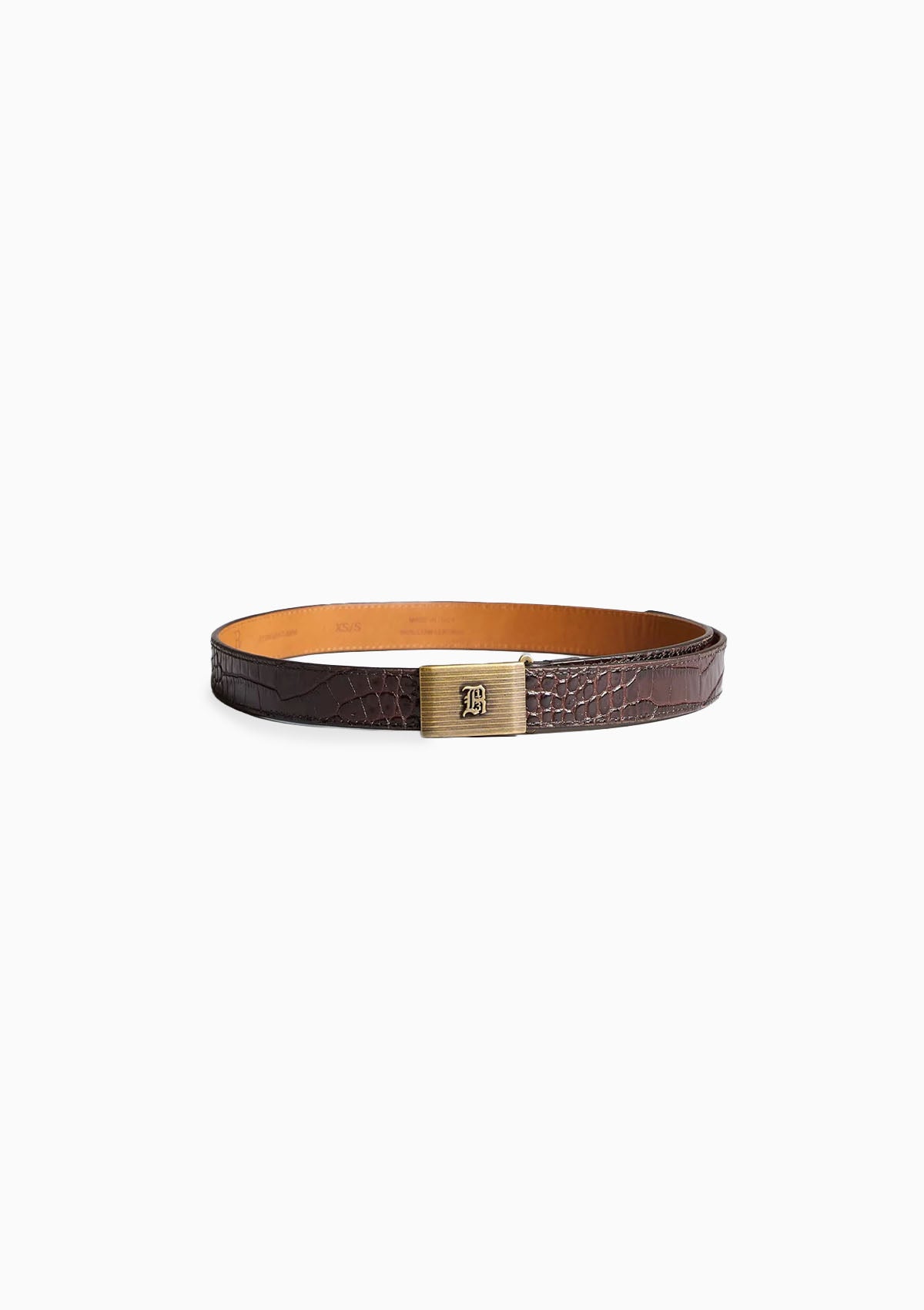 R13 Box Buckle Belt | Brown Croc/Brass