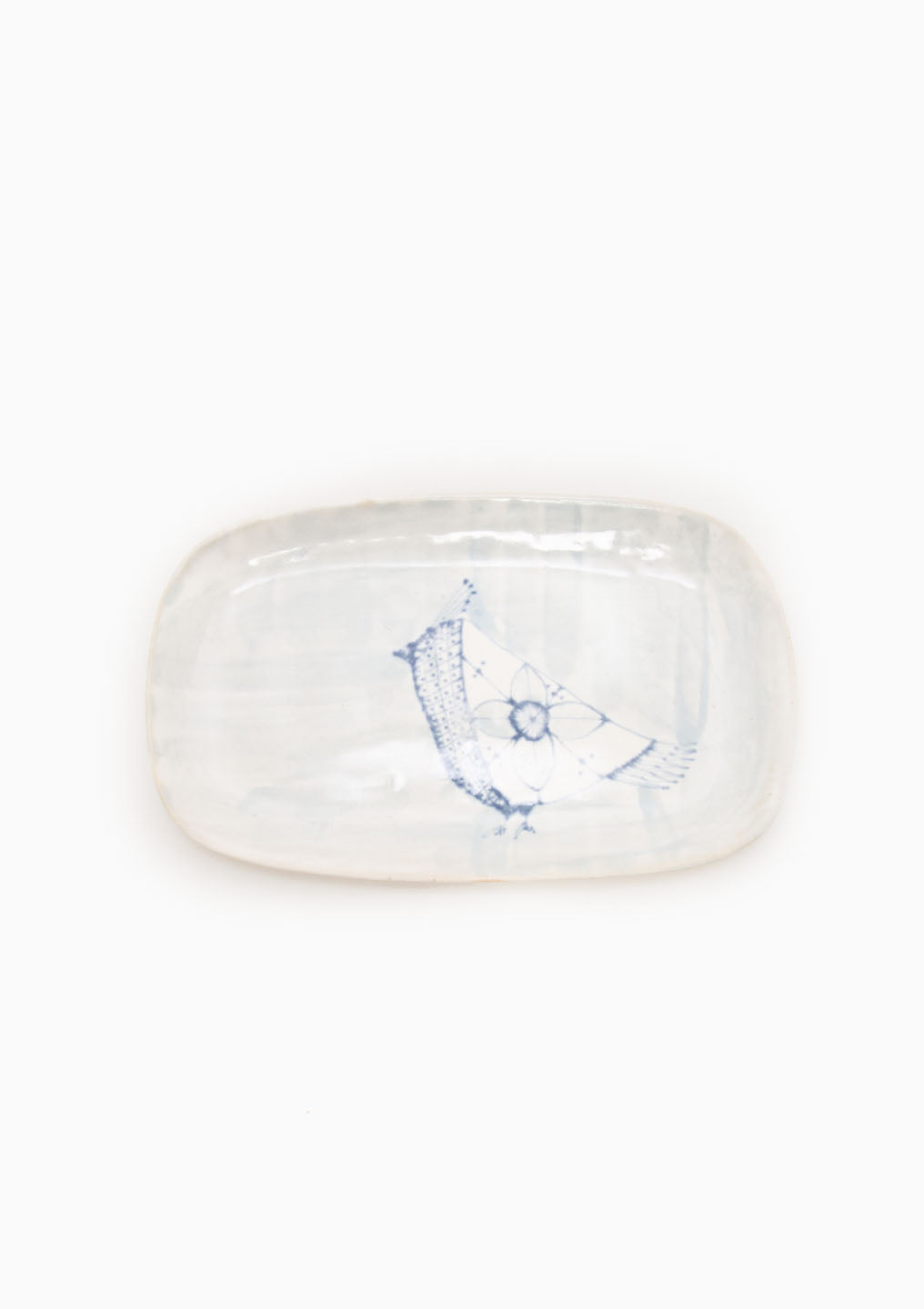 Medium Rectangle Tray Single Bird Light Blue 3