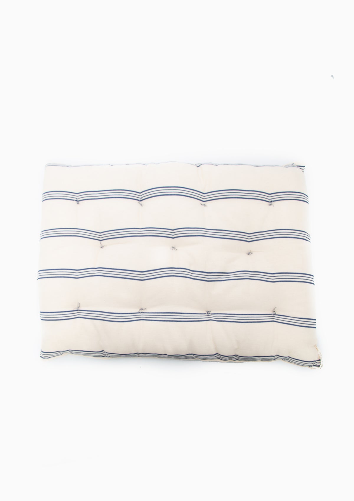 New Small Pet Bed, Navy/Ecru Thin Stripe | 24" x 33"