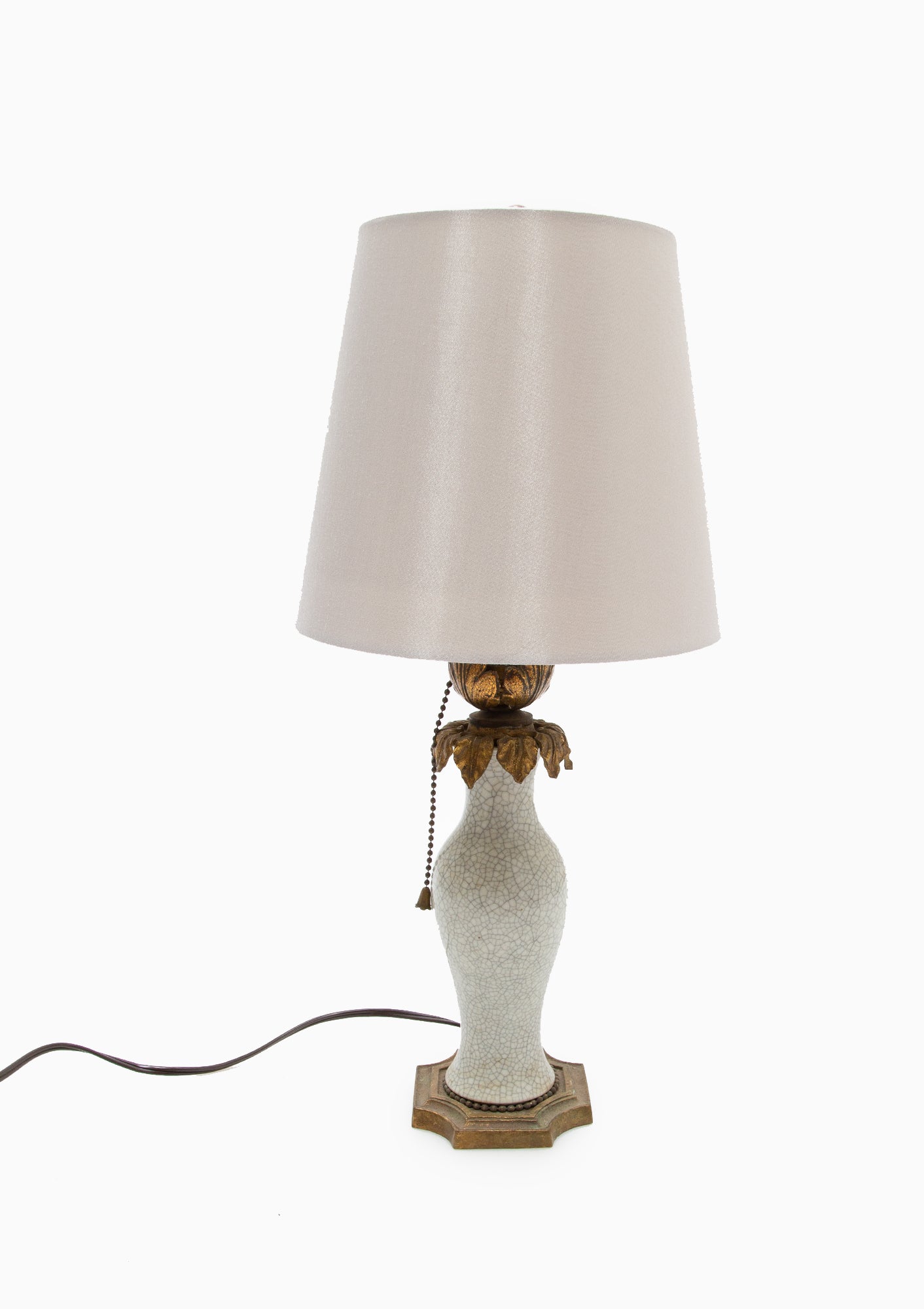 Vintage Brass & Ceramic Lamp | Grey