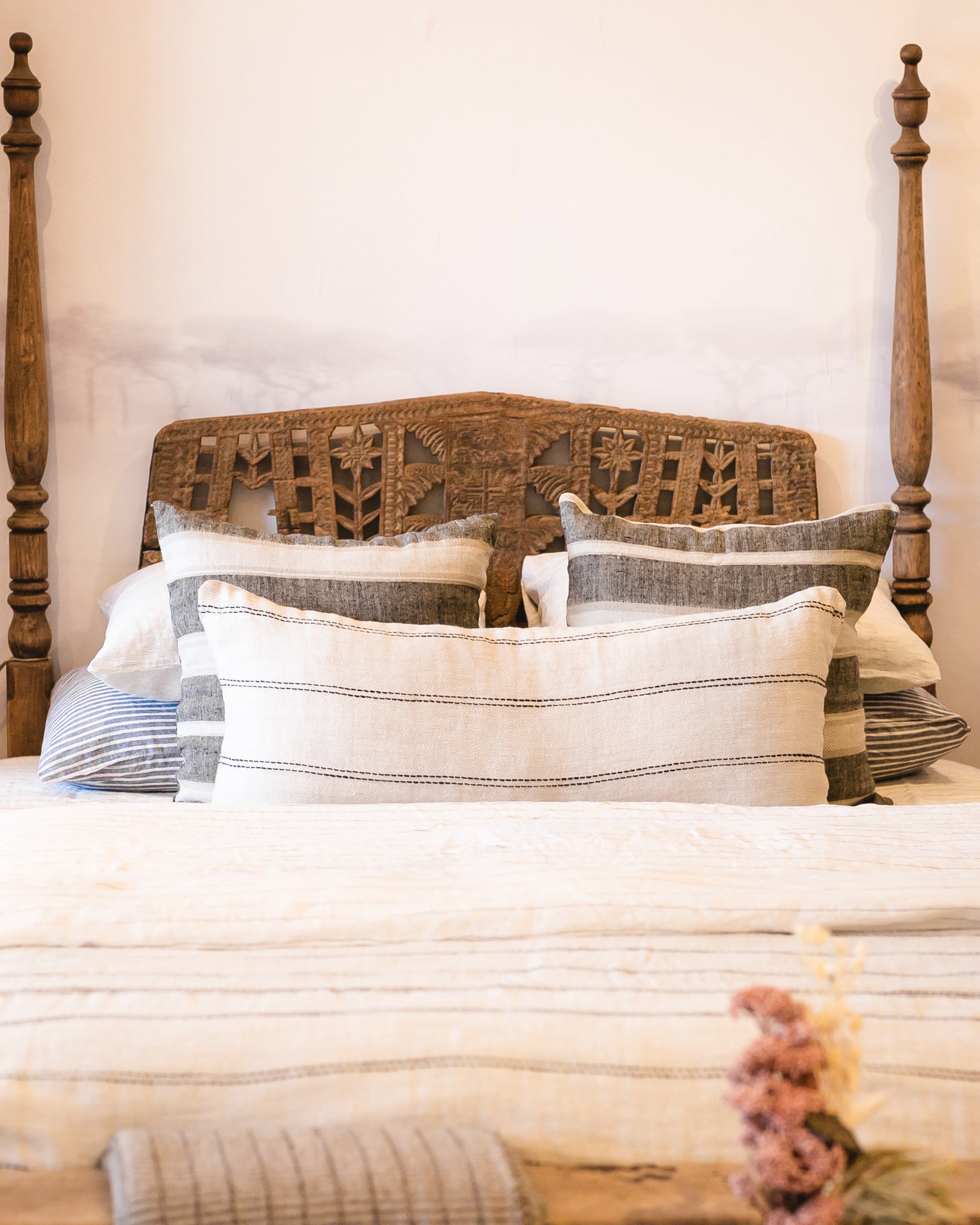 Mira Linen Lumbar Cushion, Ana | 16" x 35"