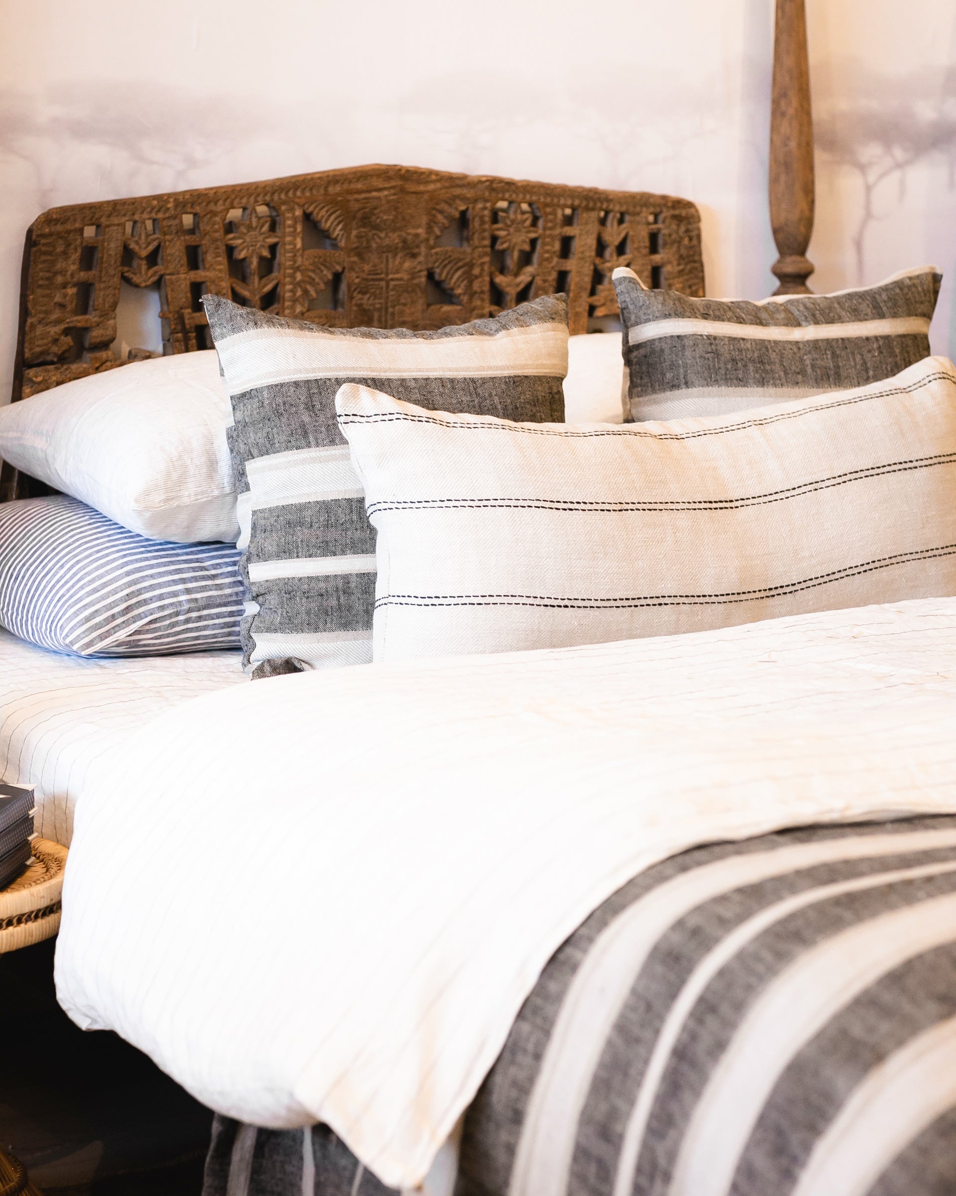 Mira Linen Lumbar Cushion, Ana | 16" x 35"