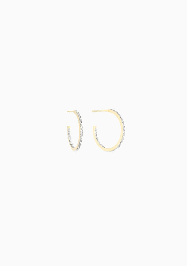 Small Pave Hoops | Yellow Gold