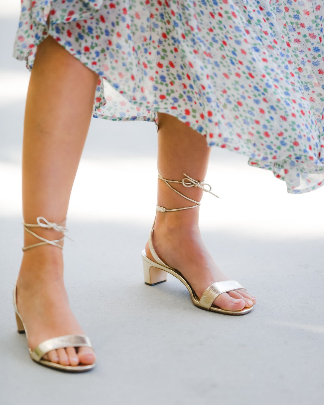 Jackie Mid Heel Sandal | Champagne