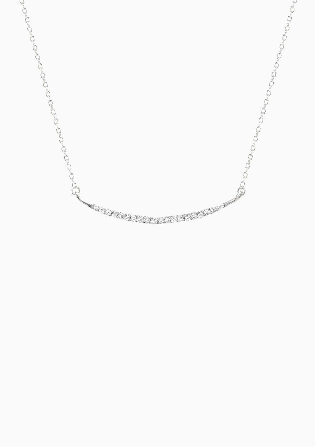 Large Pave Curve Necklace | Silver