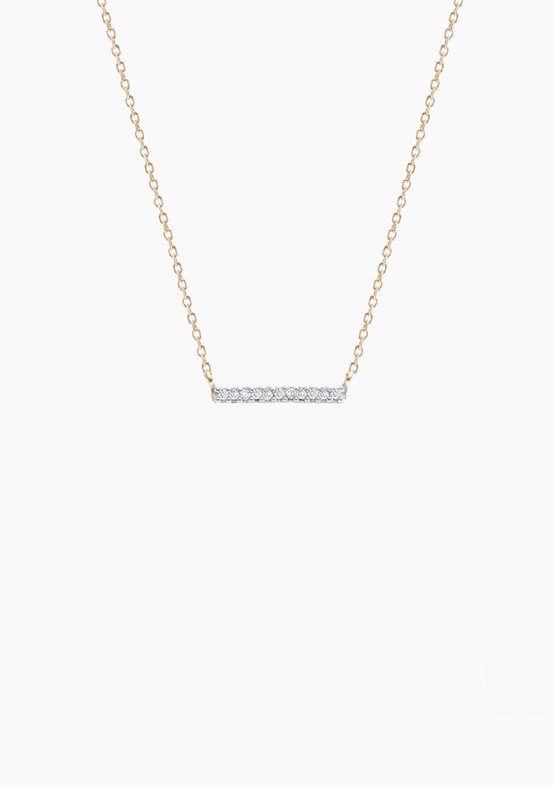 Pave Bar Necklace | Yellow Gold