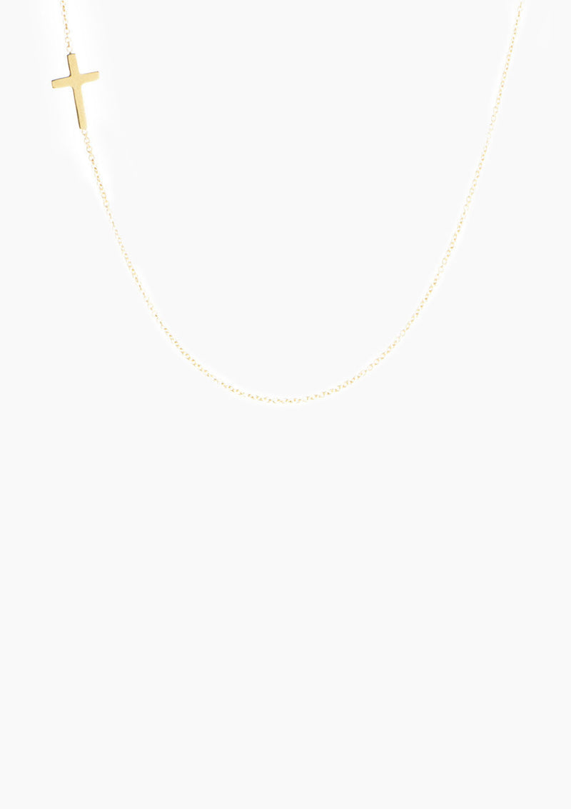 Tiny Cross Necklace | Yellow Gold