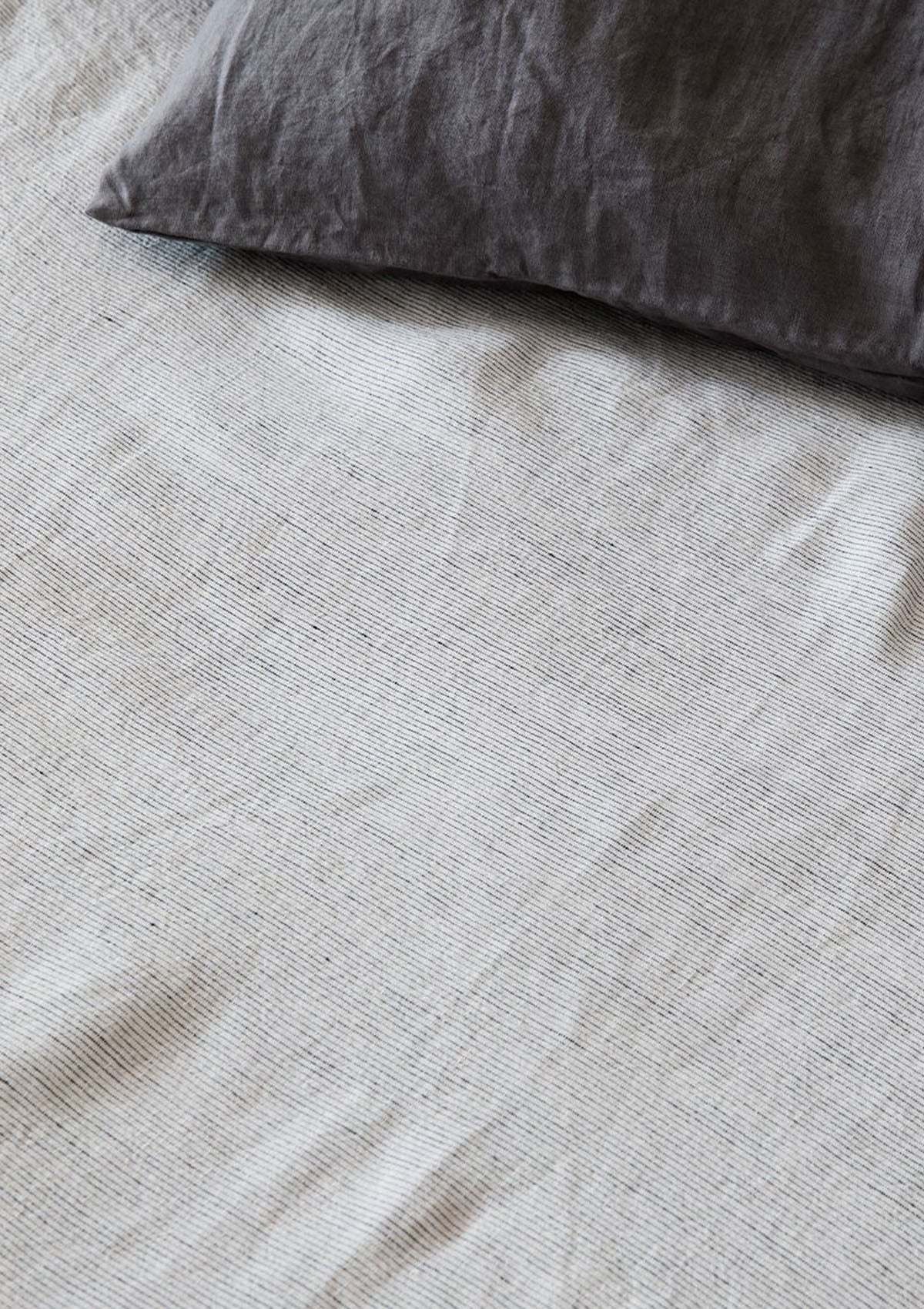 Linen Fitted Sheet Queen | Pinstripe