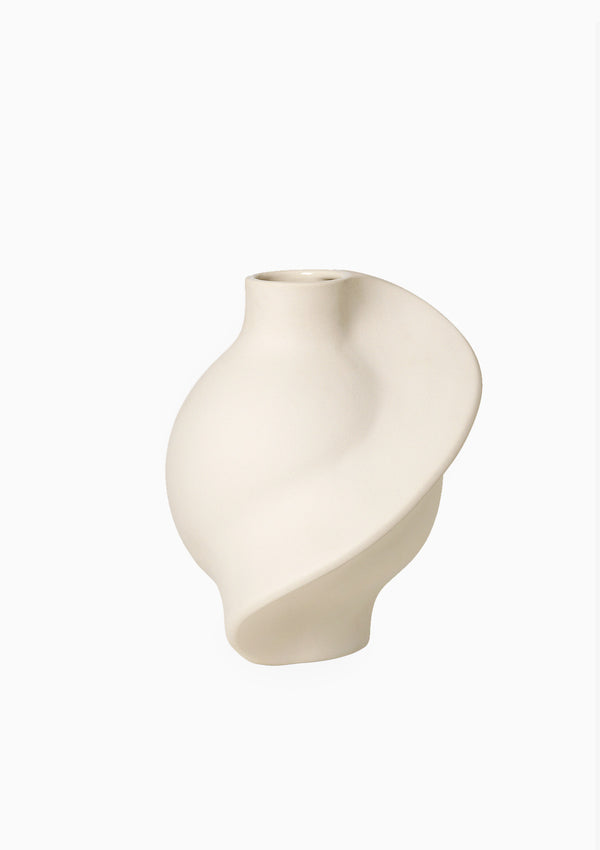Ceramic Pirout Vase, Raw White | 2.75" x 8.25" x 10"