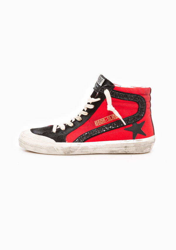 Slide Sneaker Penstar Canvas Glitter Wave | Red/Black