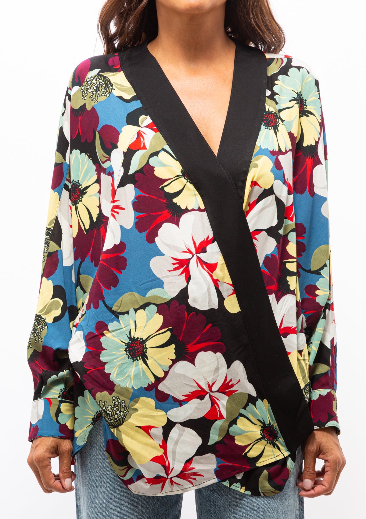 Blocked Kimono Blouse | Multi Floral