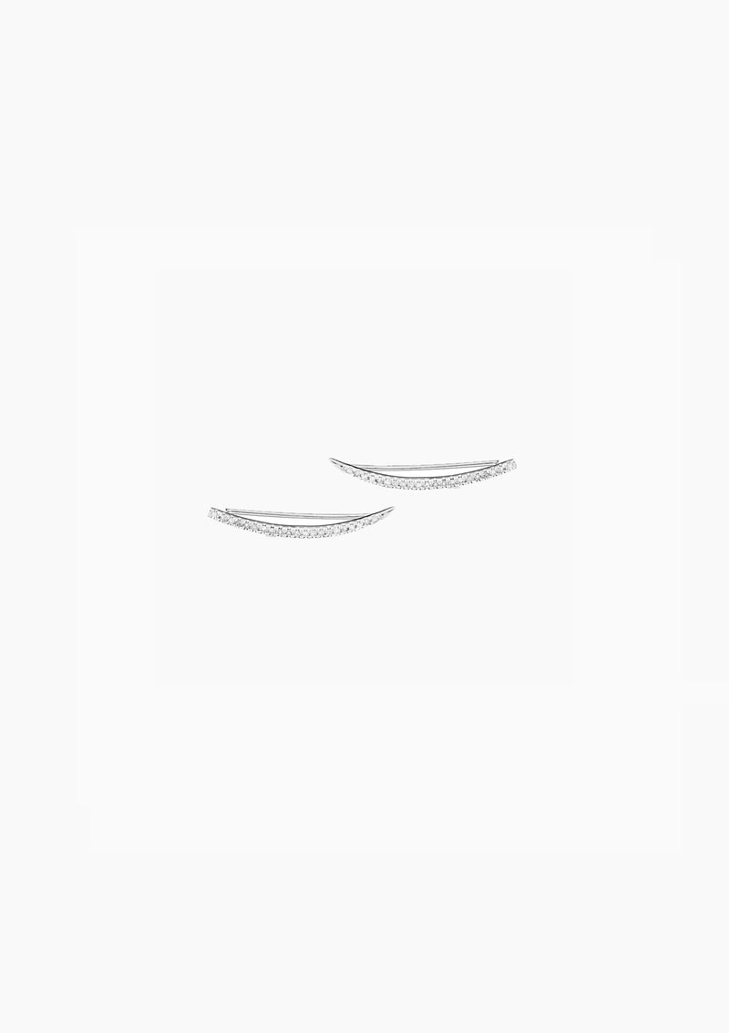 Large Pave Curve Wing Earrings | Silver