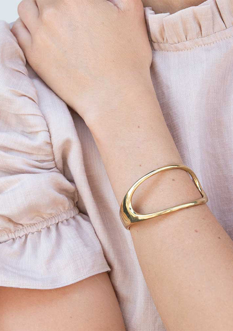 Open Oval Statement Cuff | Gold Plated Brass