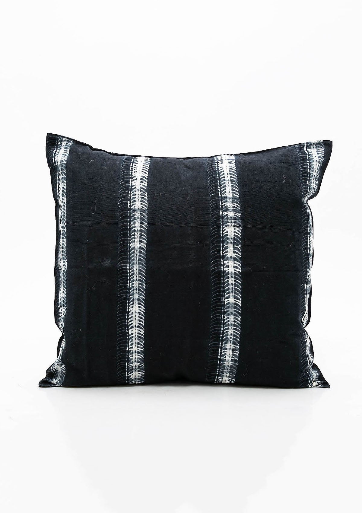Navy batik pillow in 20" x 20", crafted from hand-dyed cotton for a bold yet timeless accent.