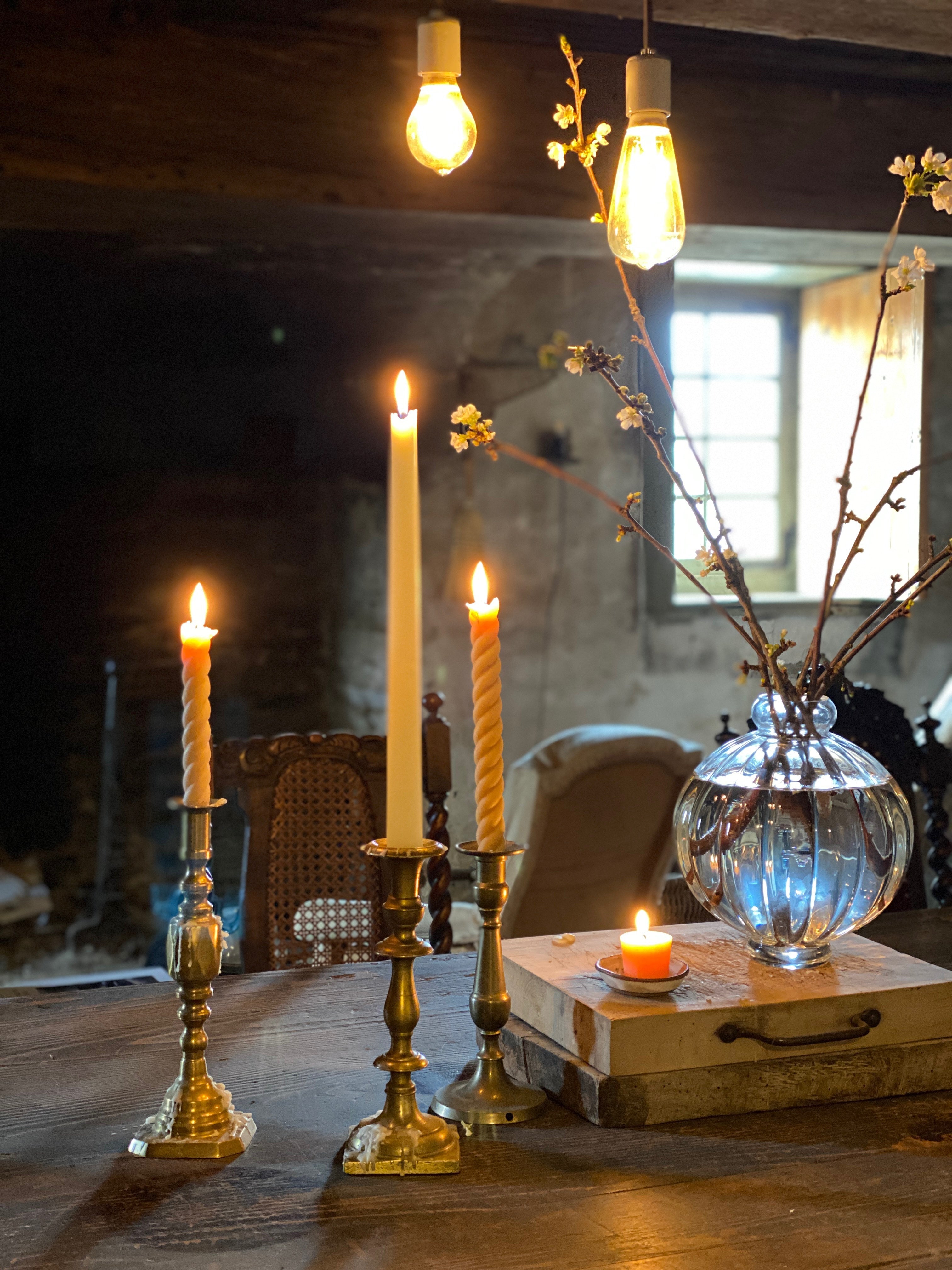 Rope Candles Pair 10" | Natural