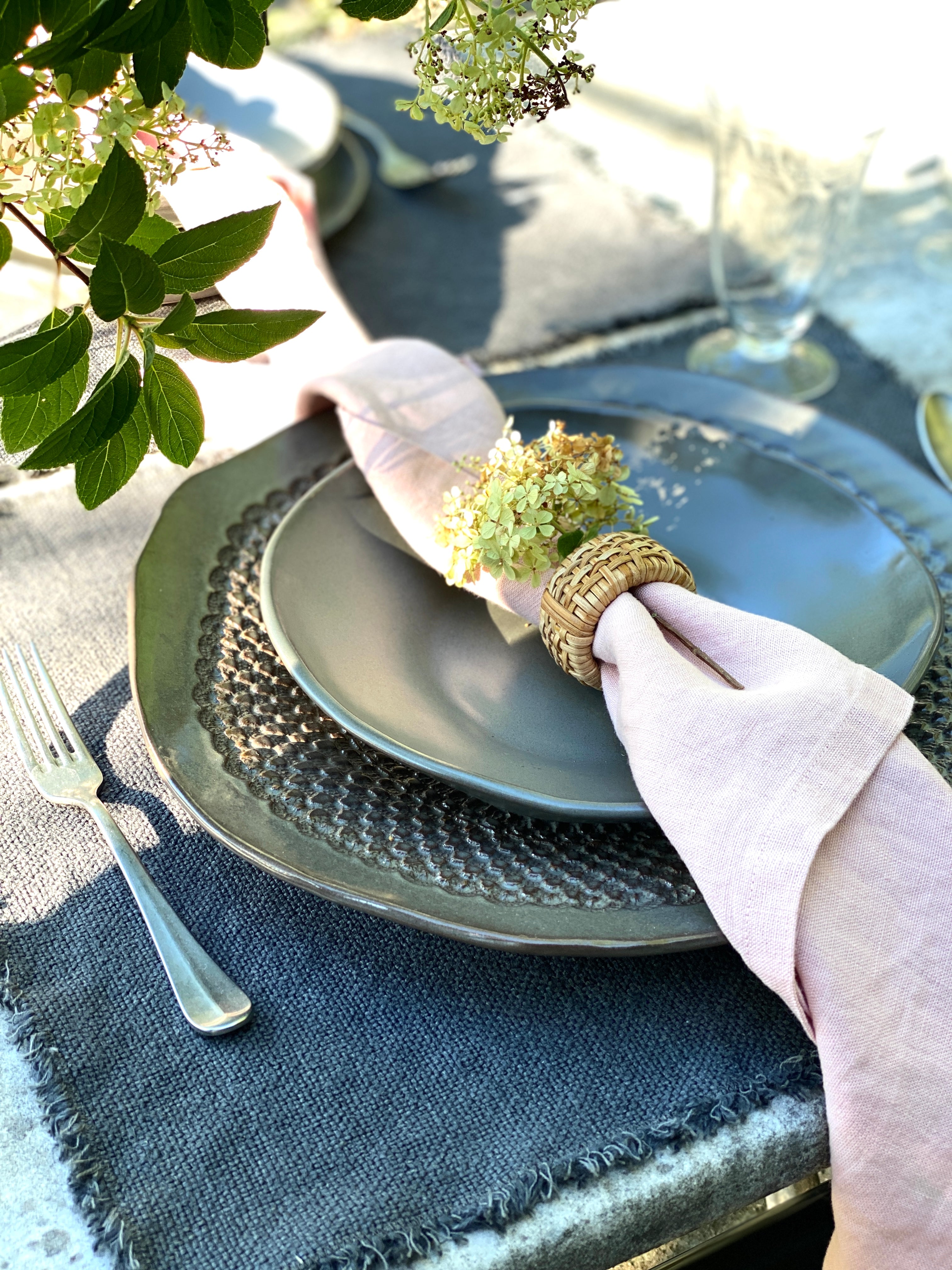 Misty Rose 100% Stone Washed Linen Napkin, Set Of 4