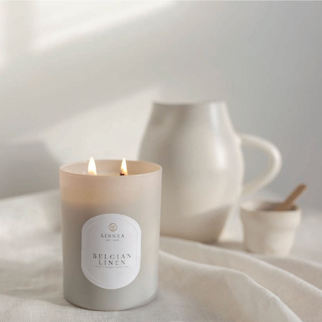 Belgian Linen Double Wick Candle