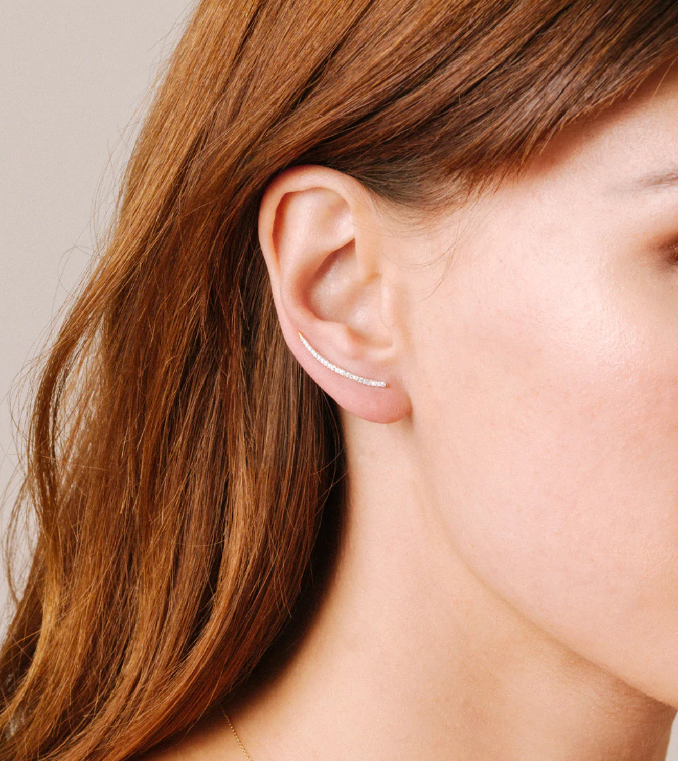 Large Pave Curve Wing Earrings | Yellow Gold
