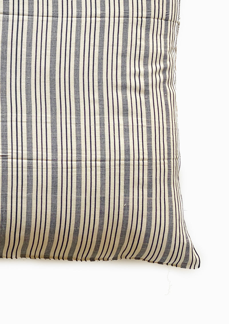 Floor Cushion, Natural/Blue Quad Stripe | 32" x 32"