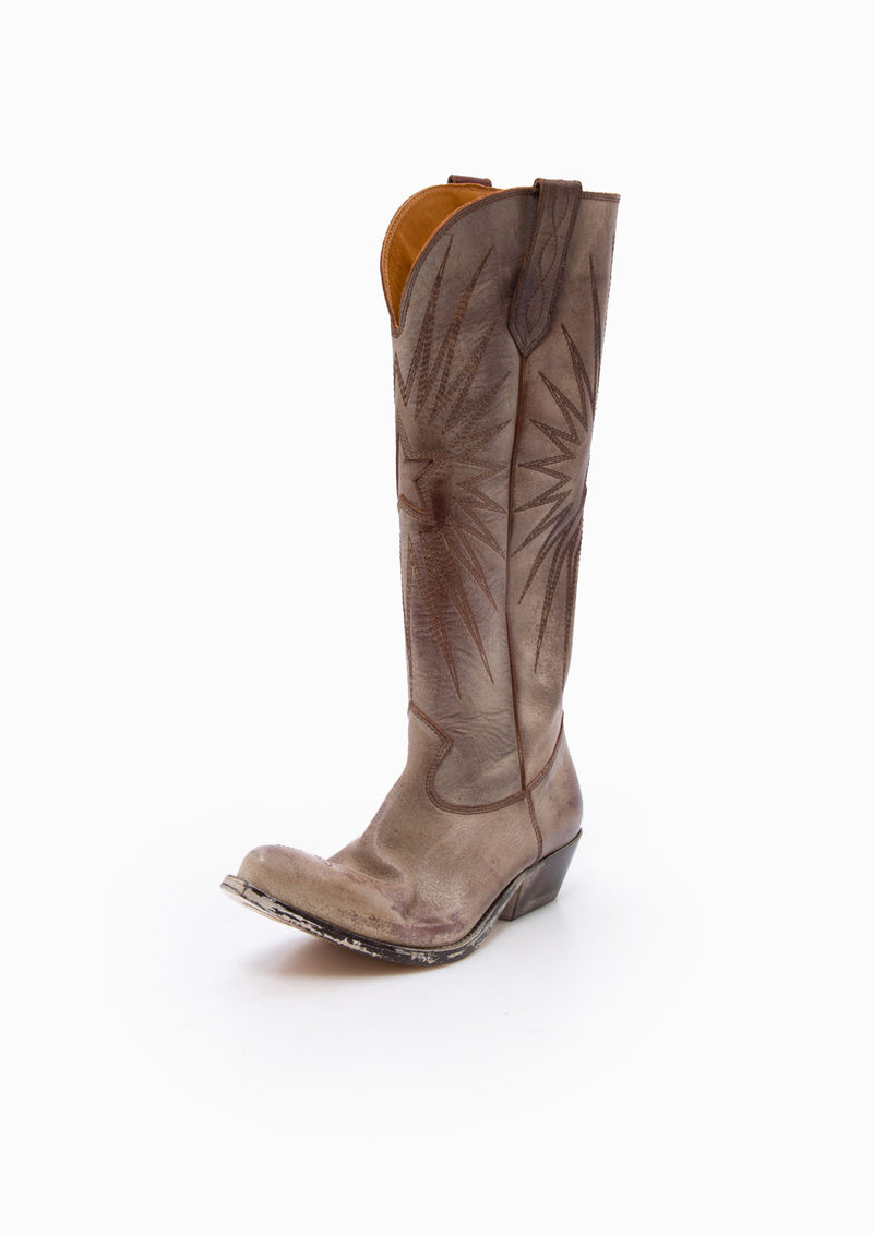 Wish Star Ray Embroidery Boot | Brown