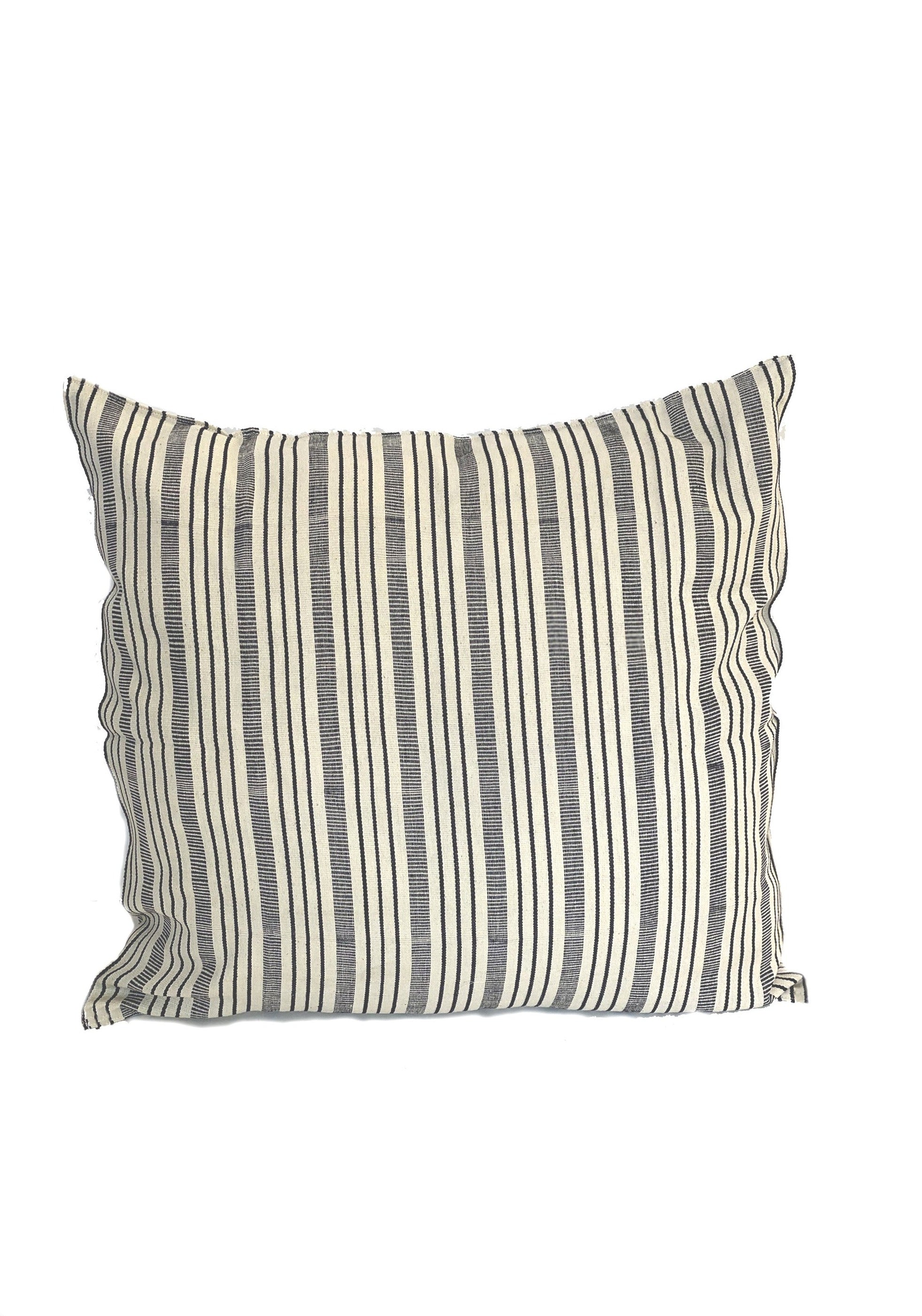 20" x 20" Stripe pillow featuring classic handwoven stripes in earthy, grounding tones—crafted from 100% cotton.