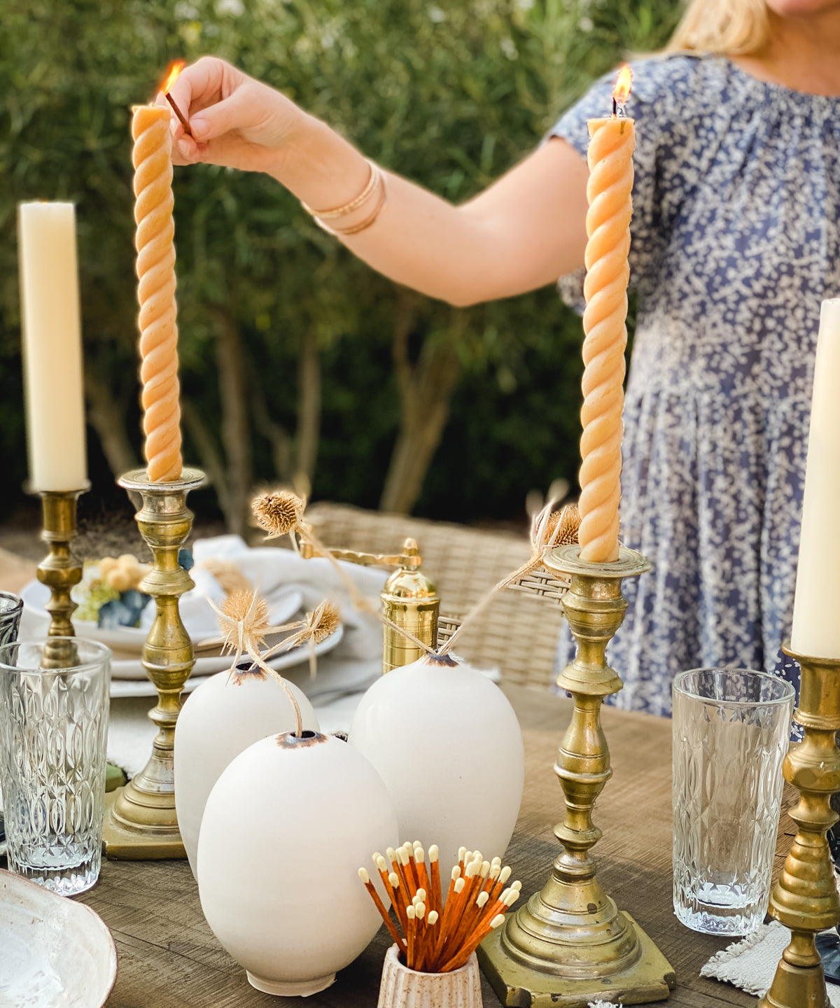 Rope Candles Pair 10" | Natural