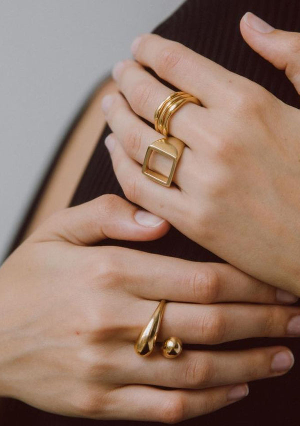 Moto Stacking Rings | Gold Plated Brass