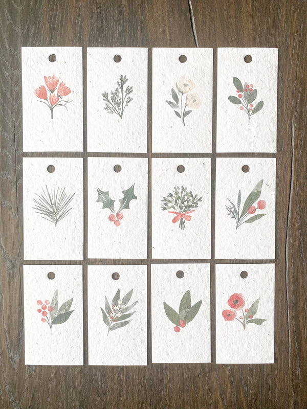 Plantable Gift Tags, Holiday Florals