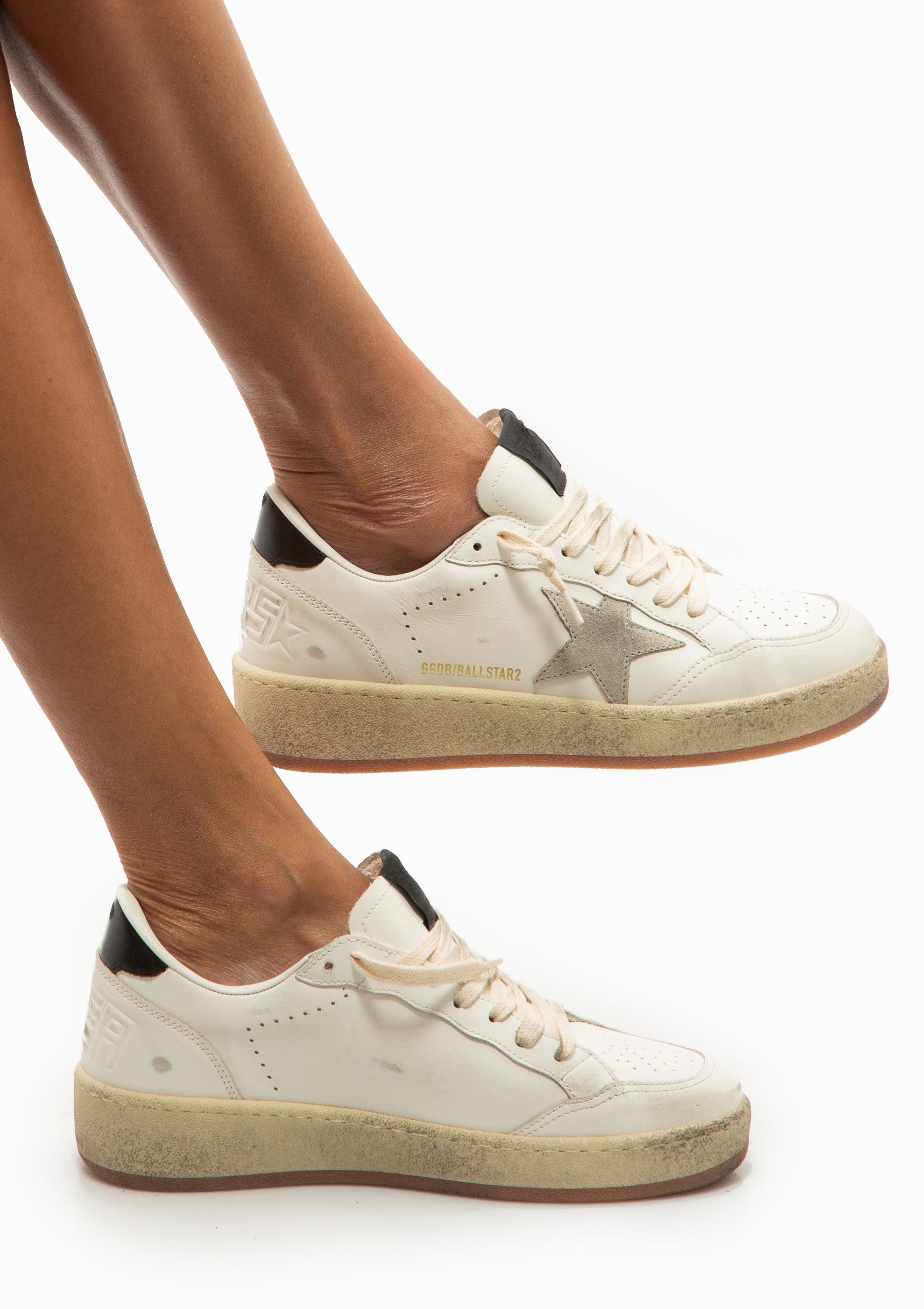 Ball Star Sneaker Leather Suede Star Glossy Heel | White/Ice/Black