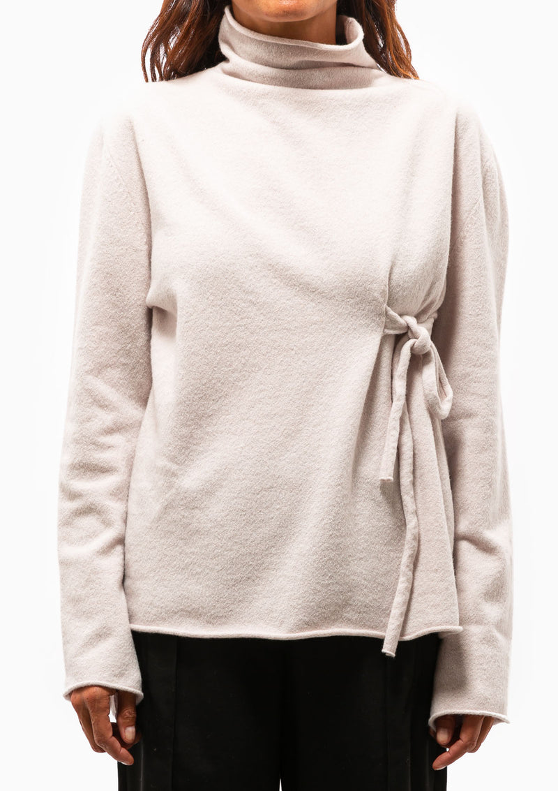 Alma Side Tie Sweater | White