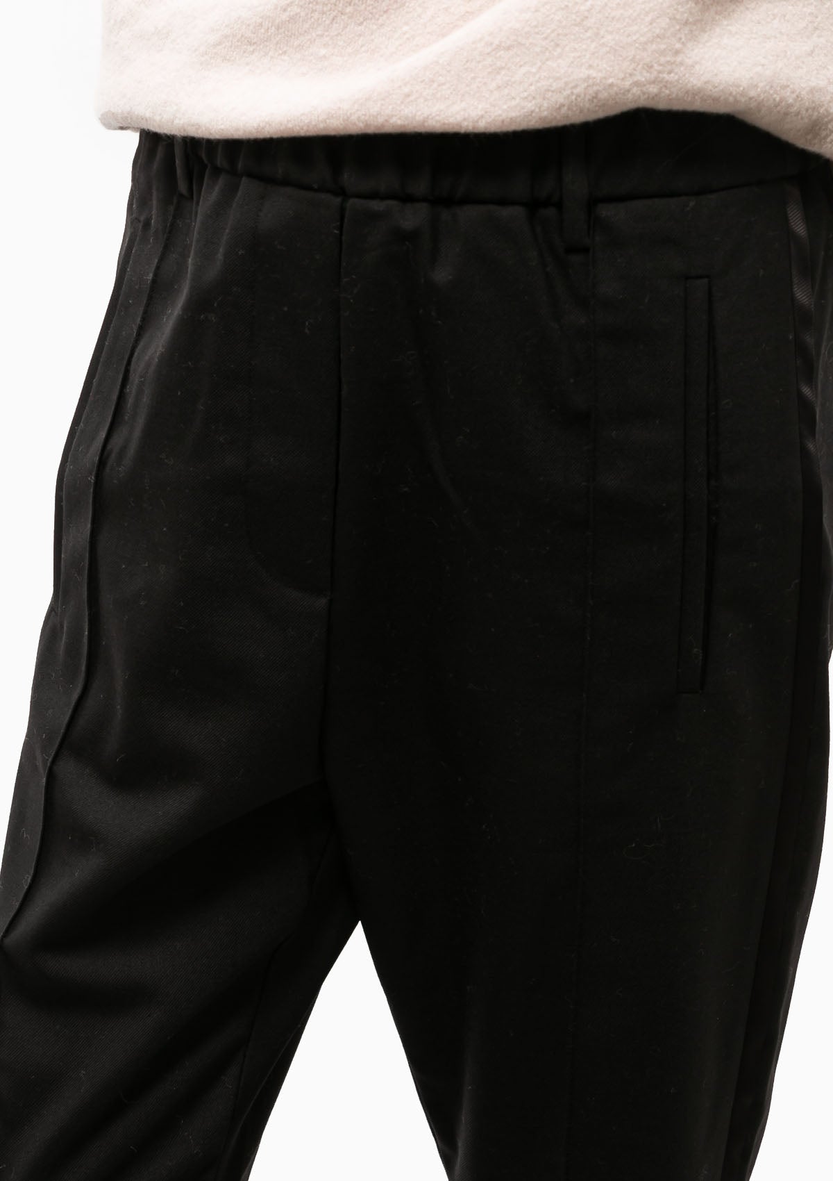 Eucalipto Contrast Bands Wool Trouser | Black
