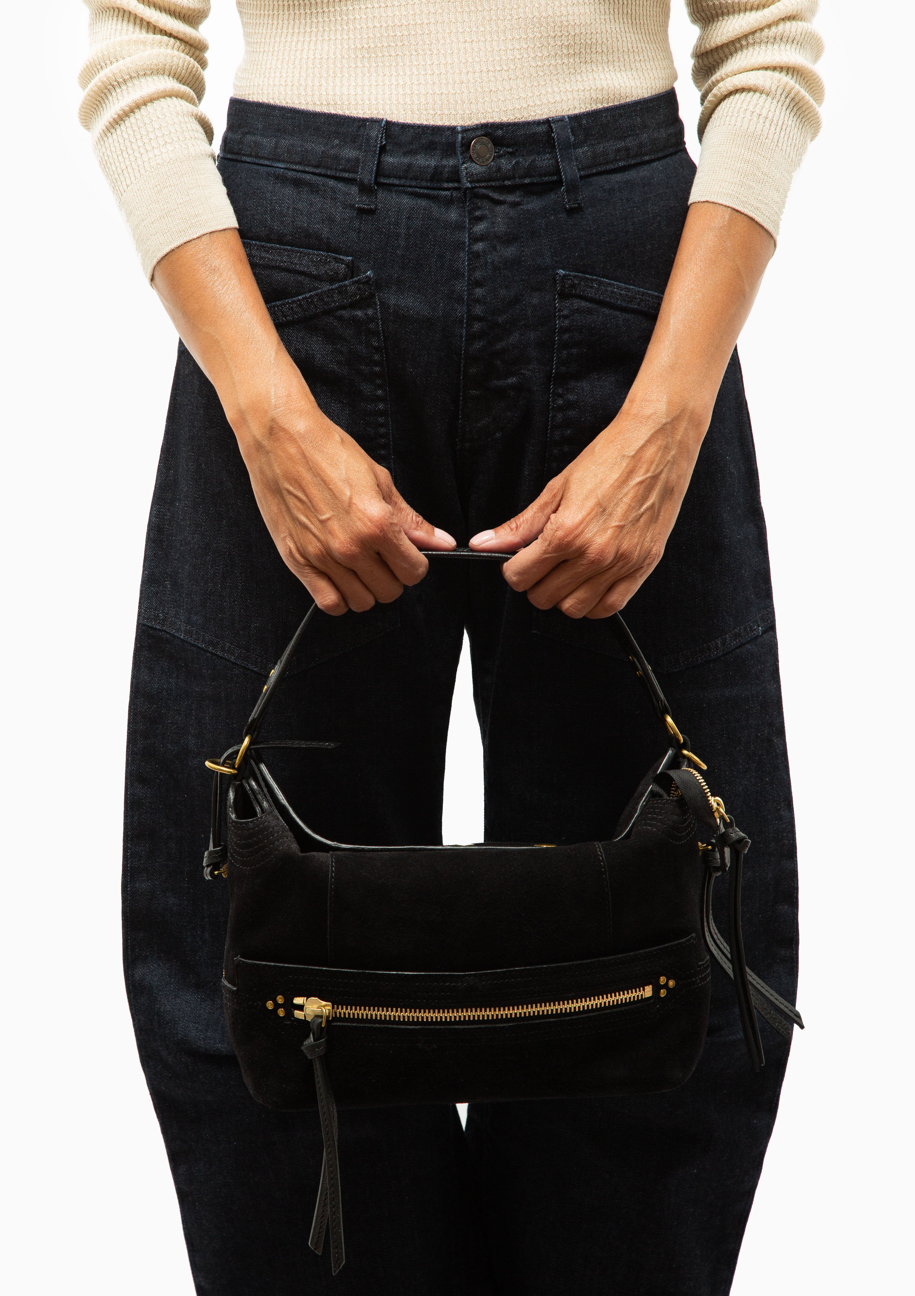 Lucky Hobo With Bandouliere Festival Strap | Noir Split Suede