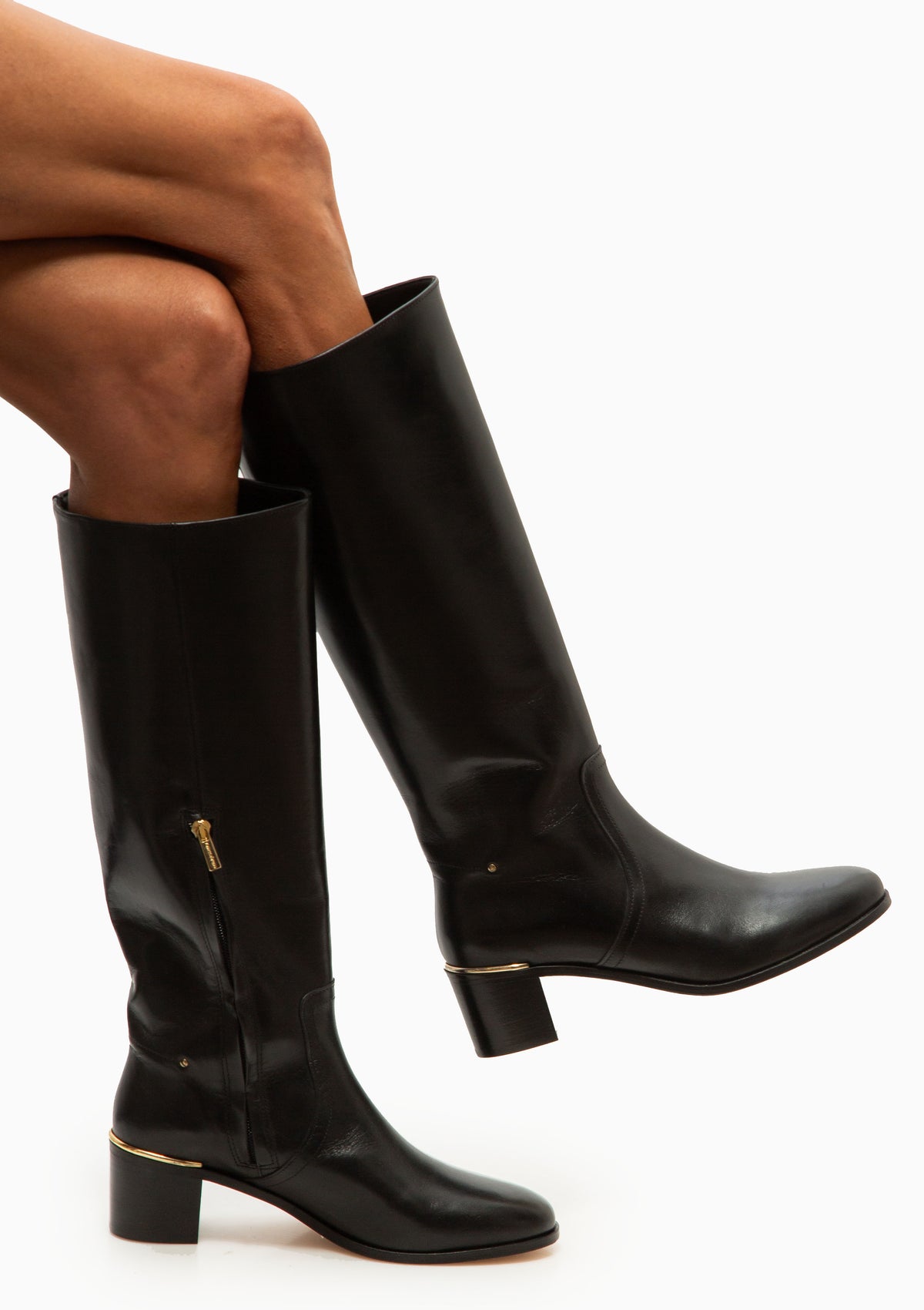 Smooth Leather Riding Boots | Noir